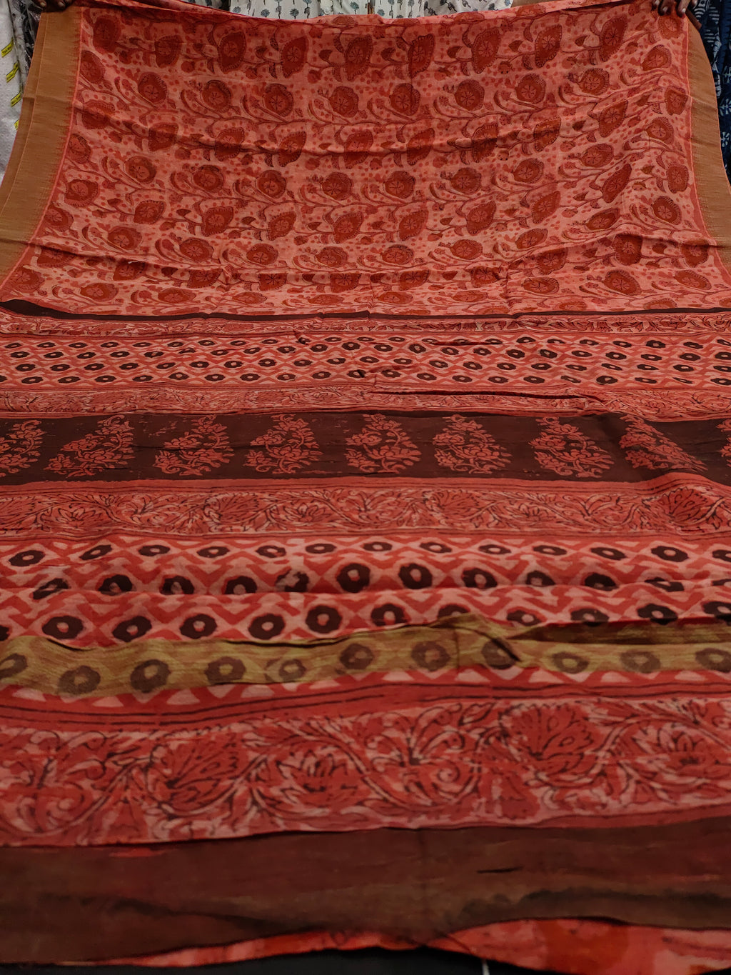 Gicha silk border saree in ajrak print