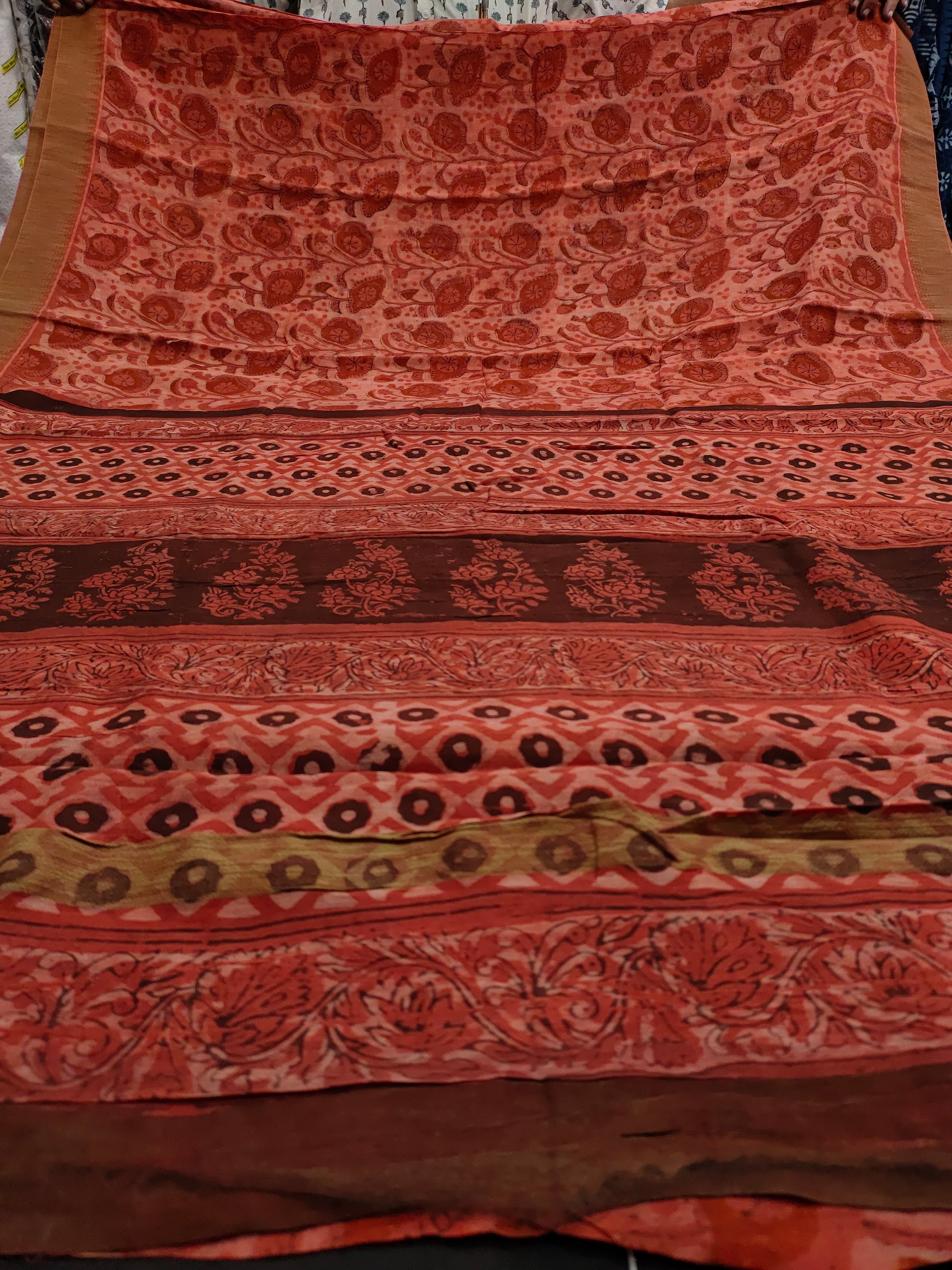 Gicha silk border saree in ajrak print