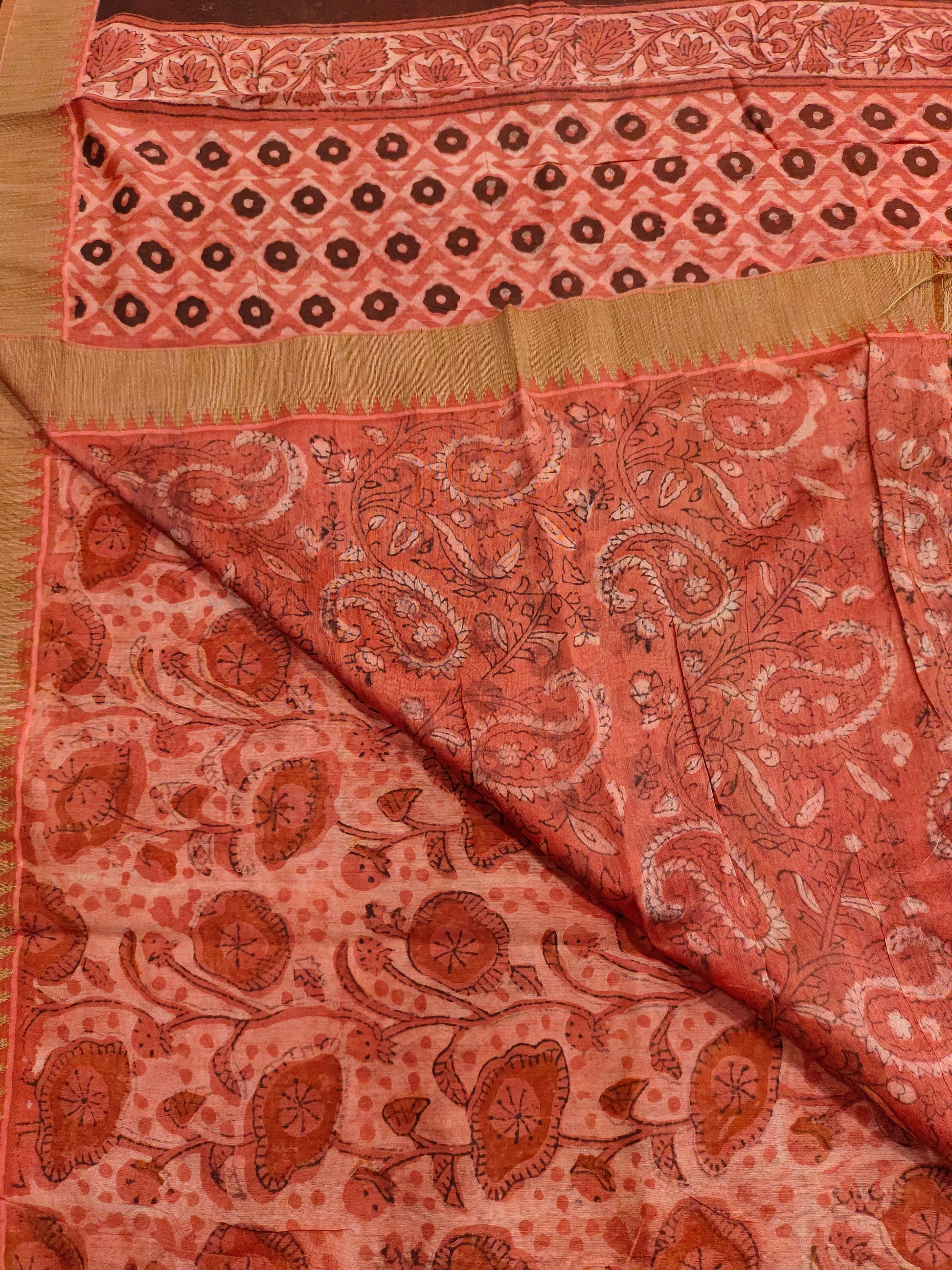 Gicha silk border saree in ajrak print