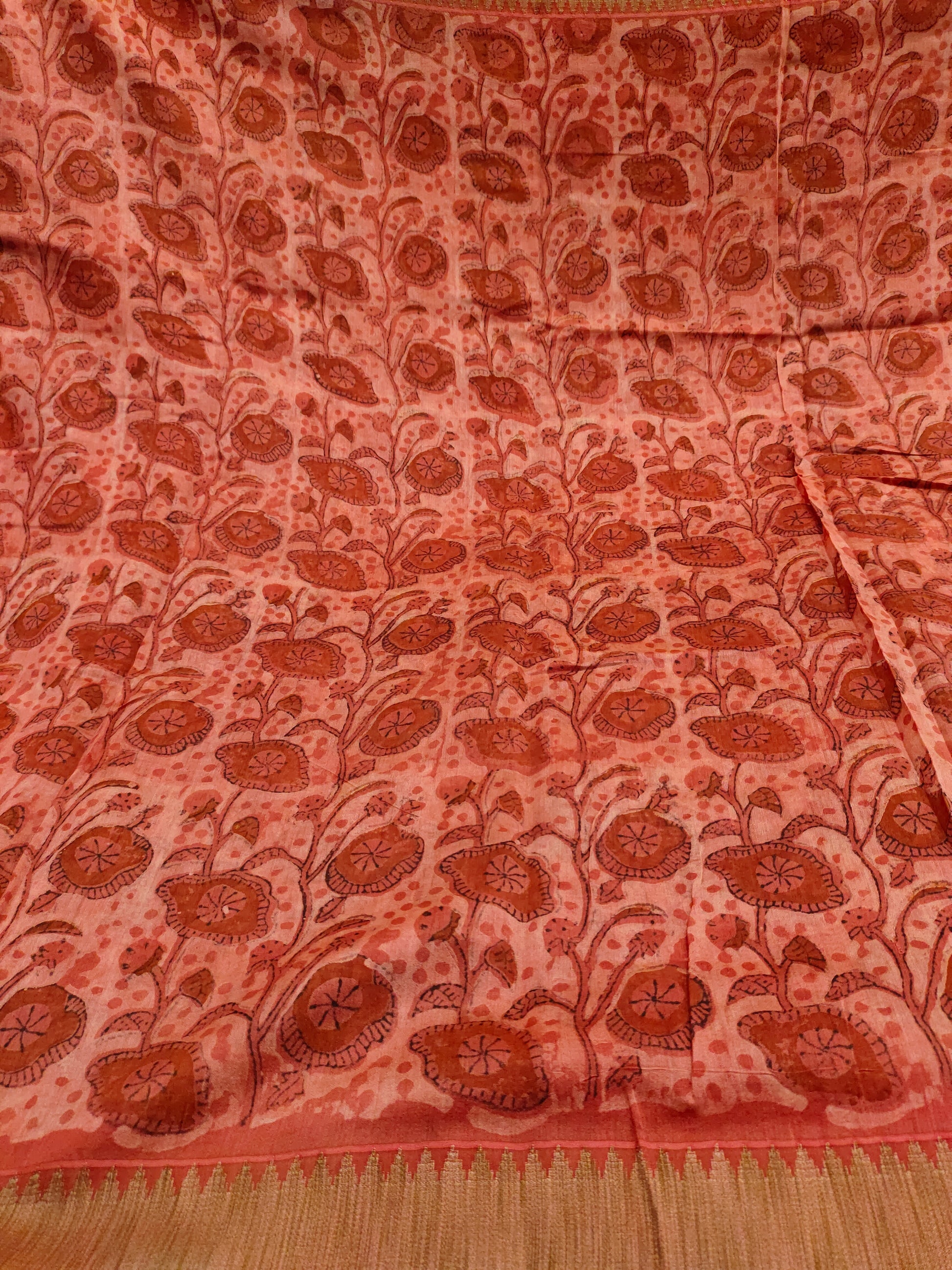 Gicha silk border saree in ajrak print