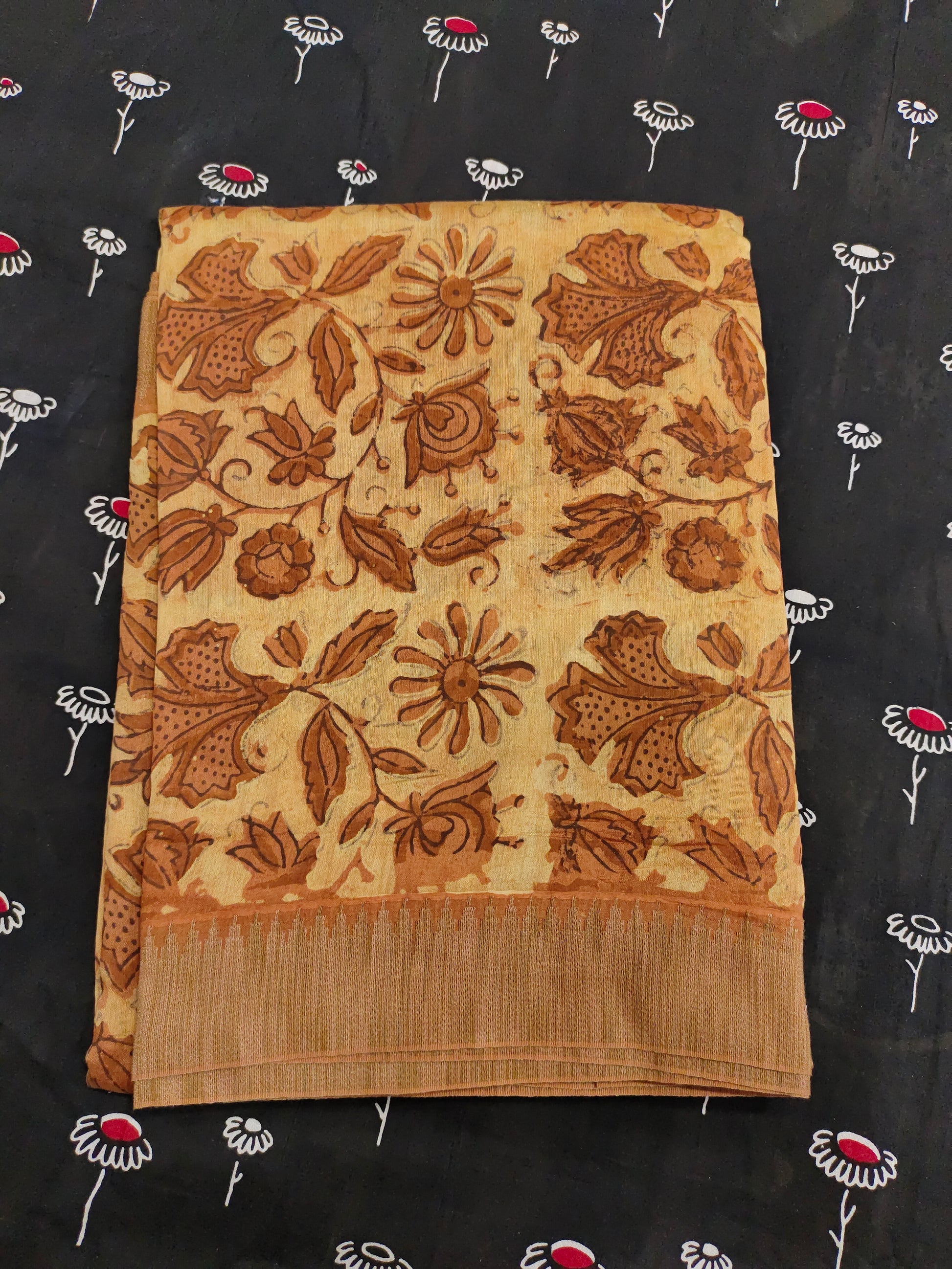 Gicha silk border saree in ajrak