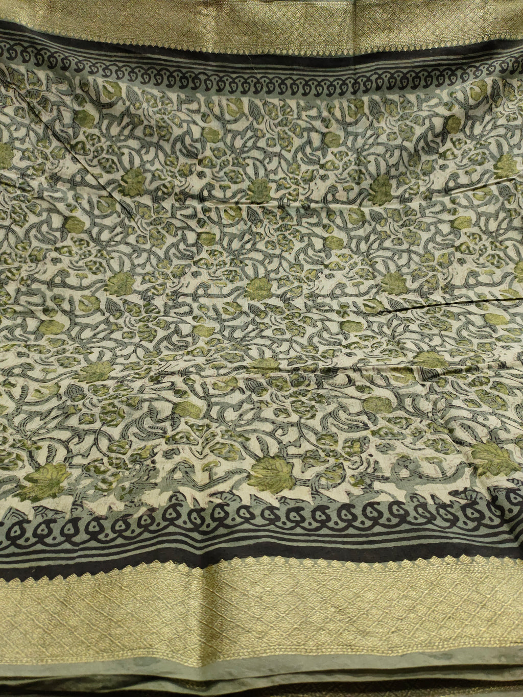 Chanderi silk in Ajrak print