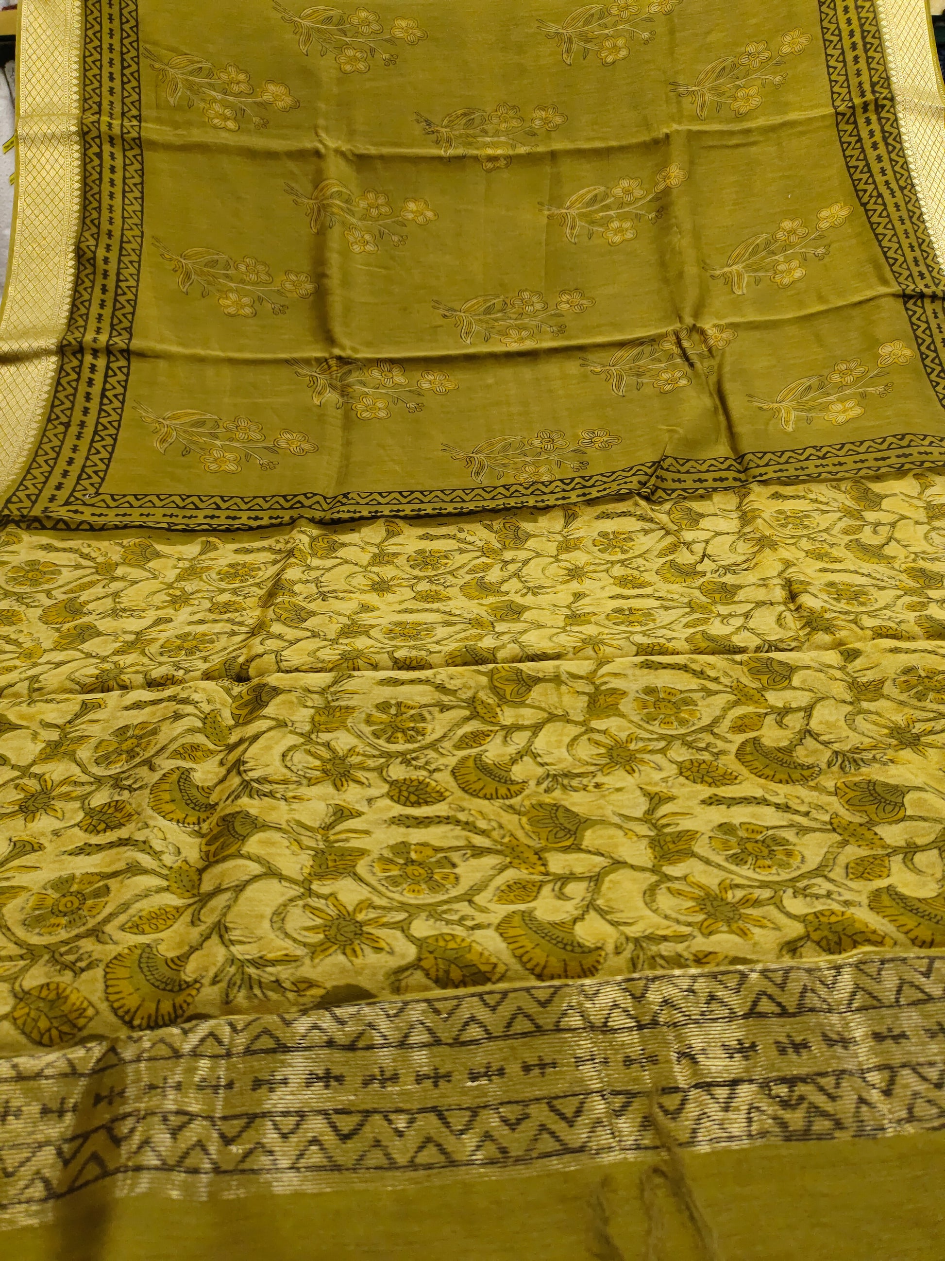 Silk sico border saree in ajrak