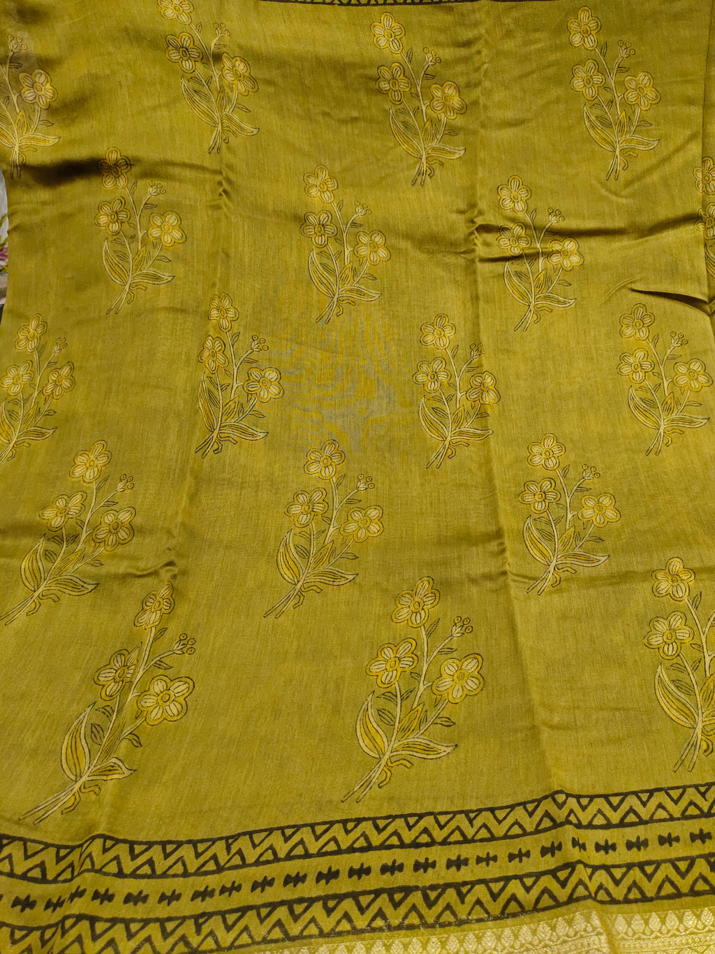 Silk sico border saree in ajrak