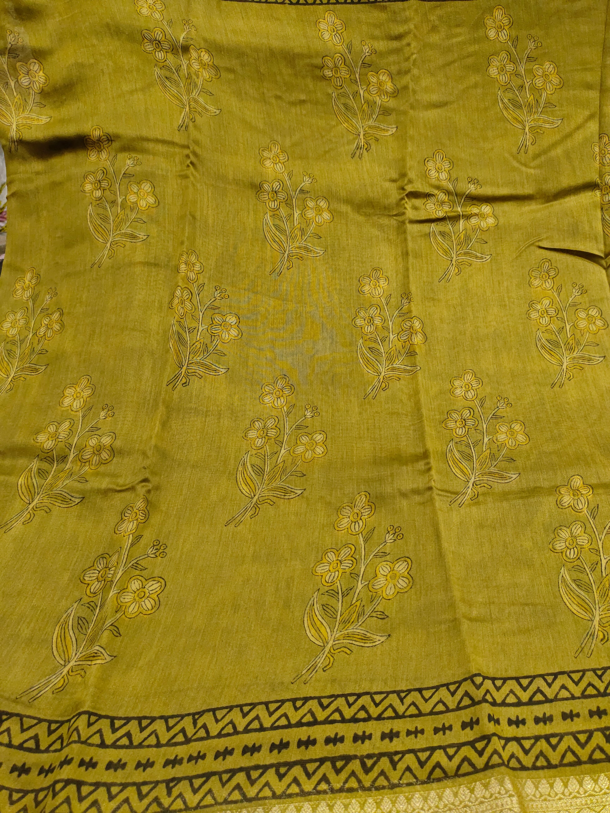 Silk sico border saree in ajrak