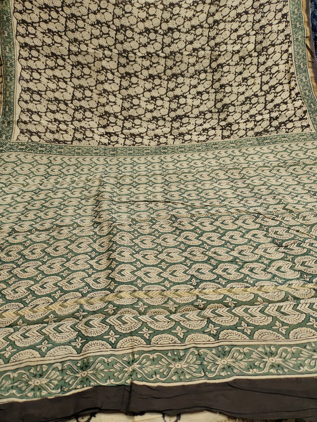 Chanderi silk in bagru print