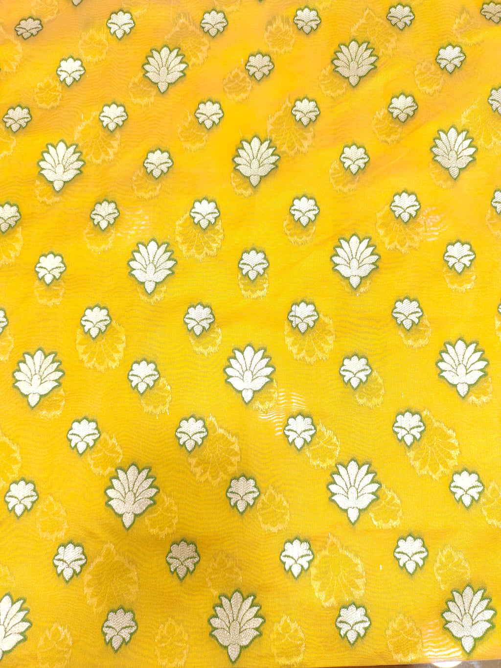 Chanderi silk mango yellow fabric