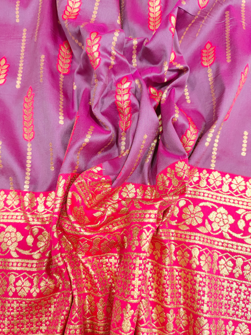 Majenta pink brocade with rani and gold border