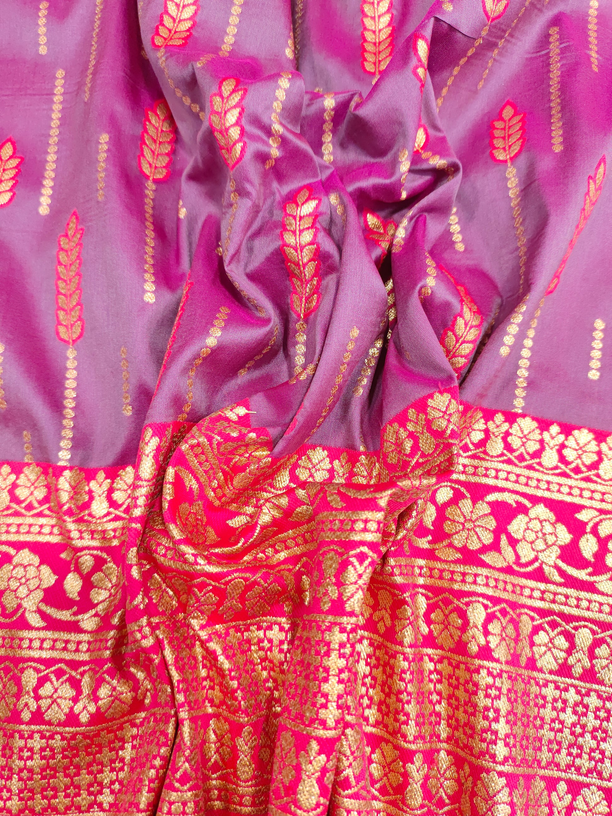 Majenta pink brocade with rani and gold border