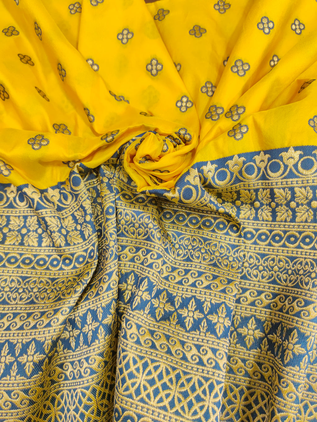 Banarasi silk with border yellow color