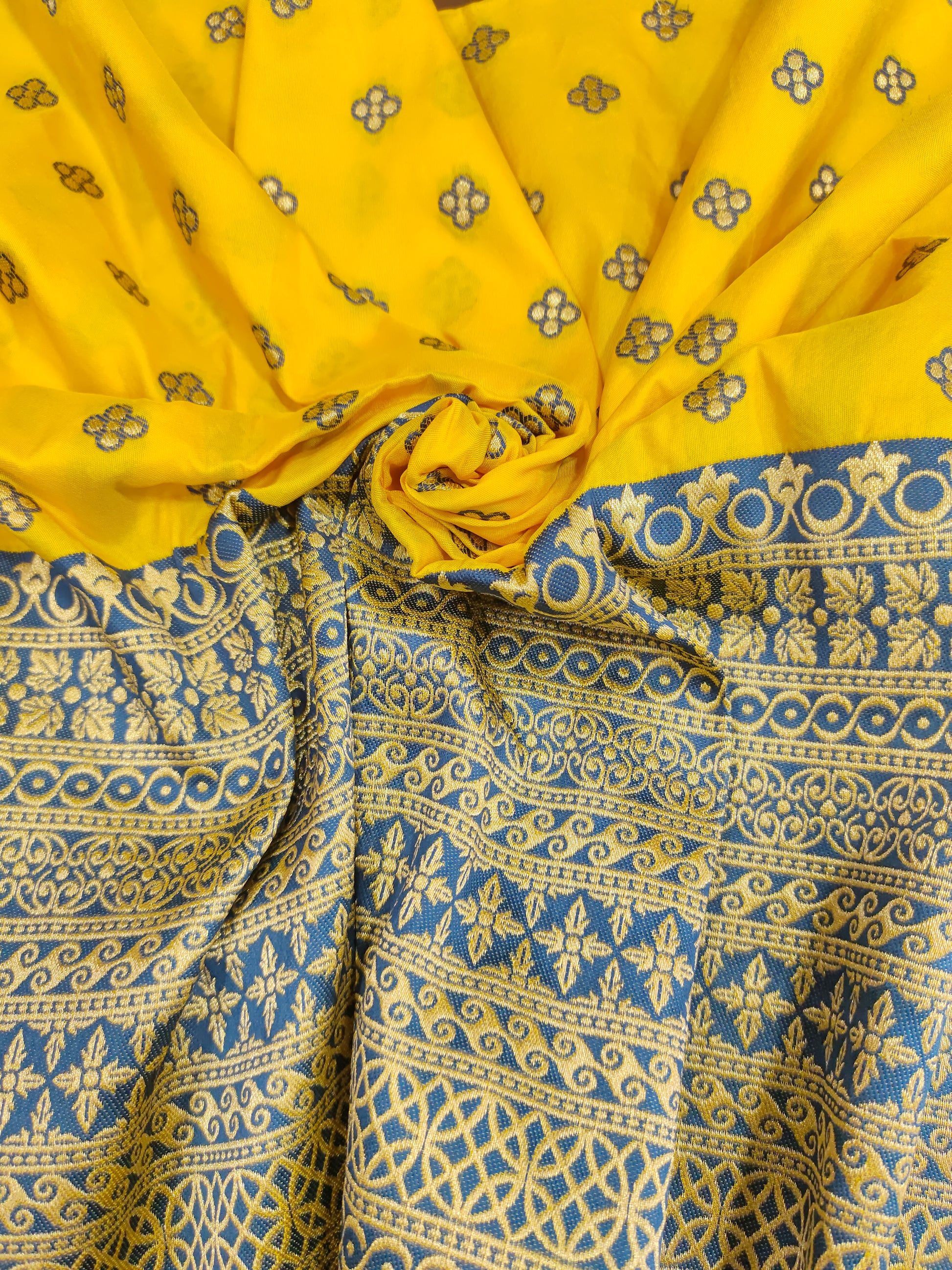 Banarasi silk with border yellow color