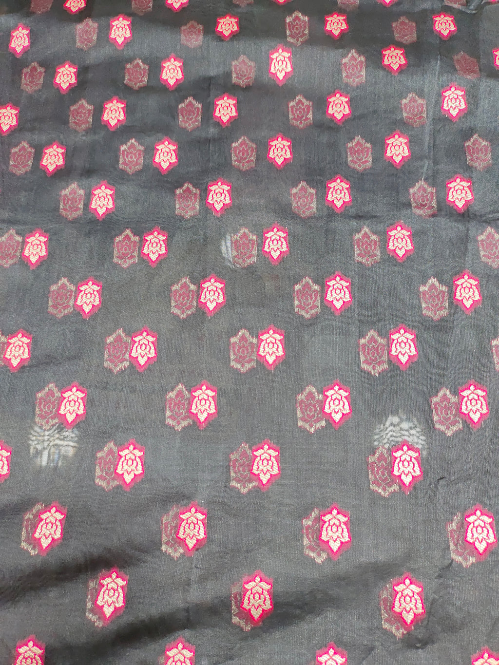 Chanderi silk with pink print