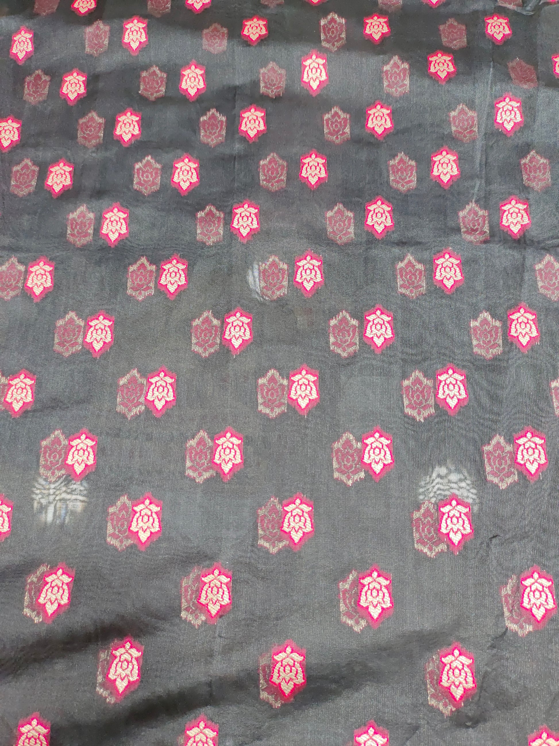 Chanderi silk with pink print