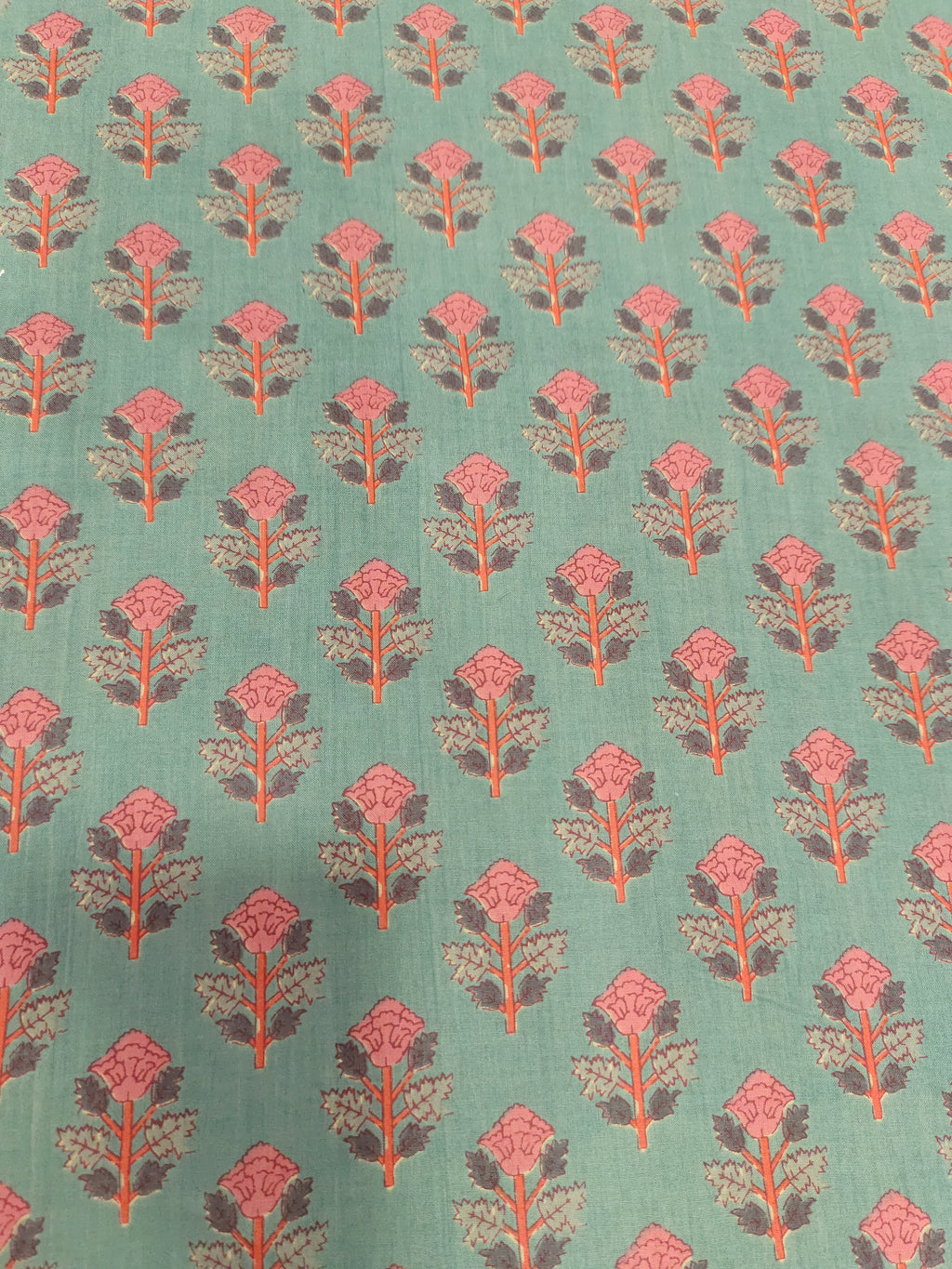 Green base with tomato floral print