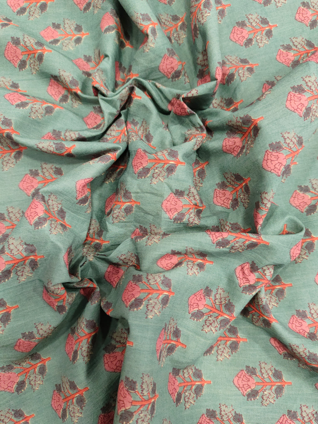 Green base with tomato floral print