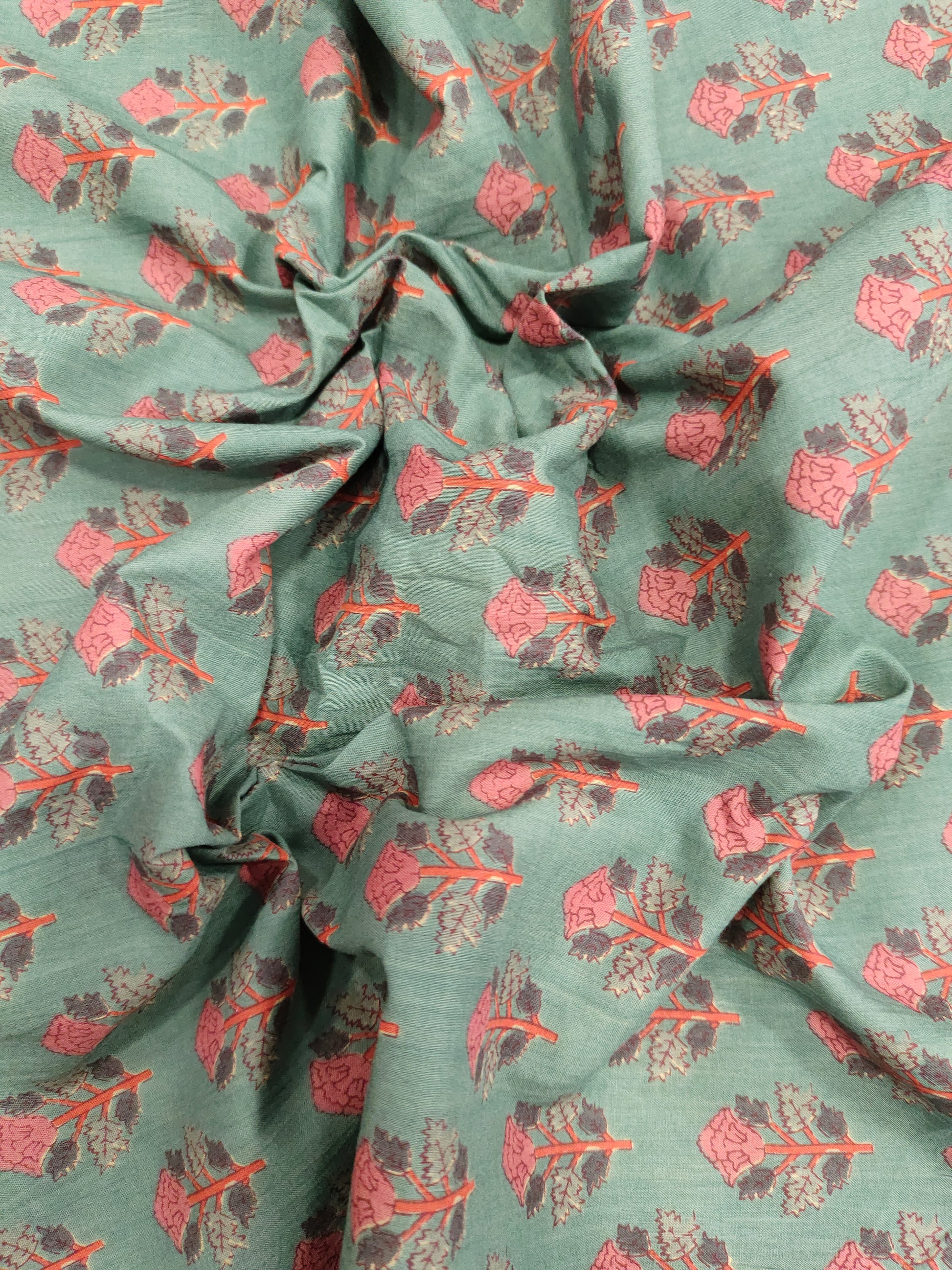 Green base with tomato floral print