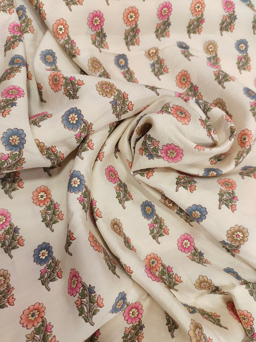 Cream with multicolor floral motifs