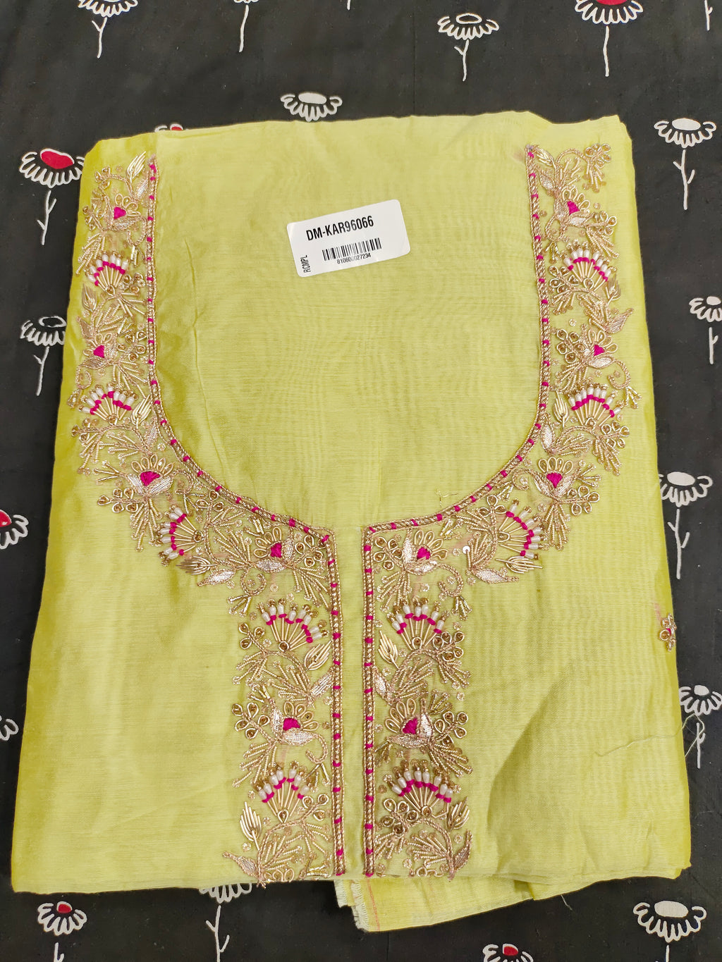 Light green chanderi silk with handwork and juti unstitched set