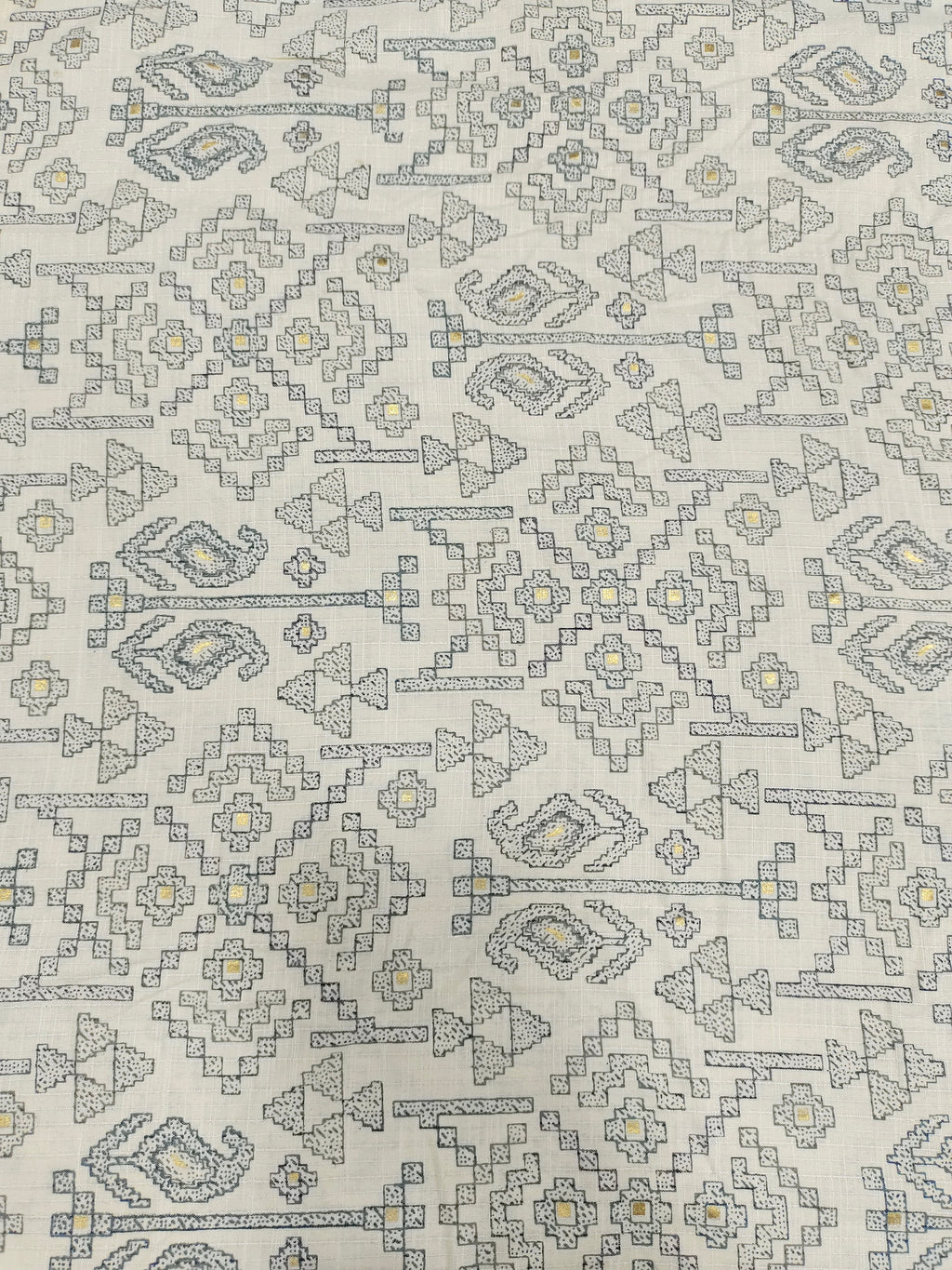 Cream with navy Jeevan Rekha slub foil