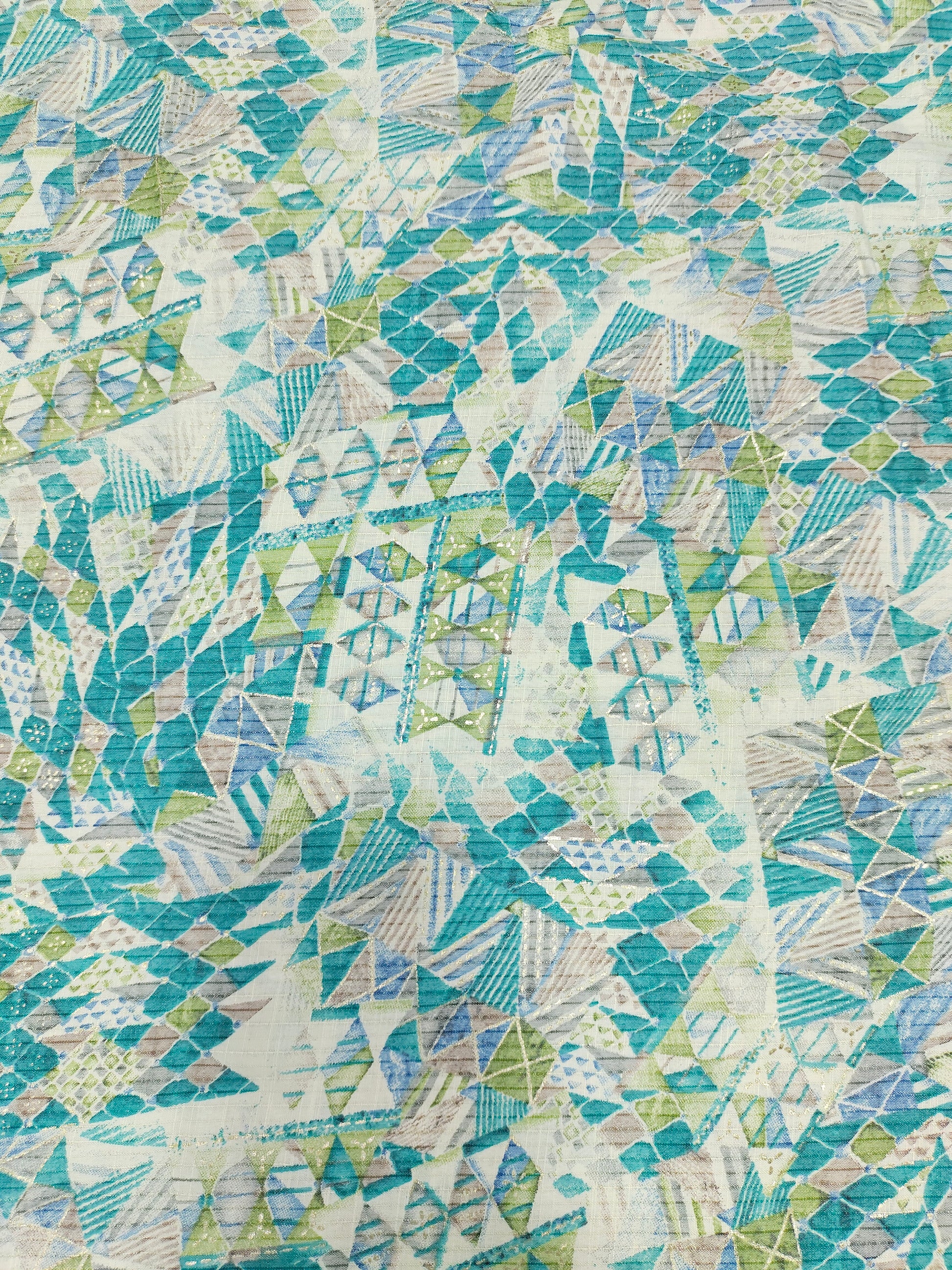 Blue with green Jeevan Rekha slub foil
