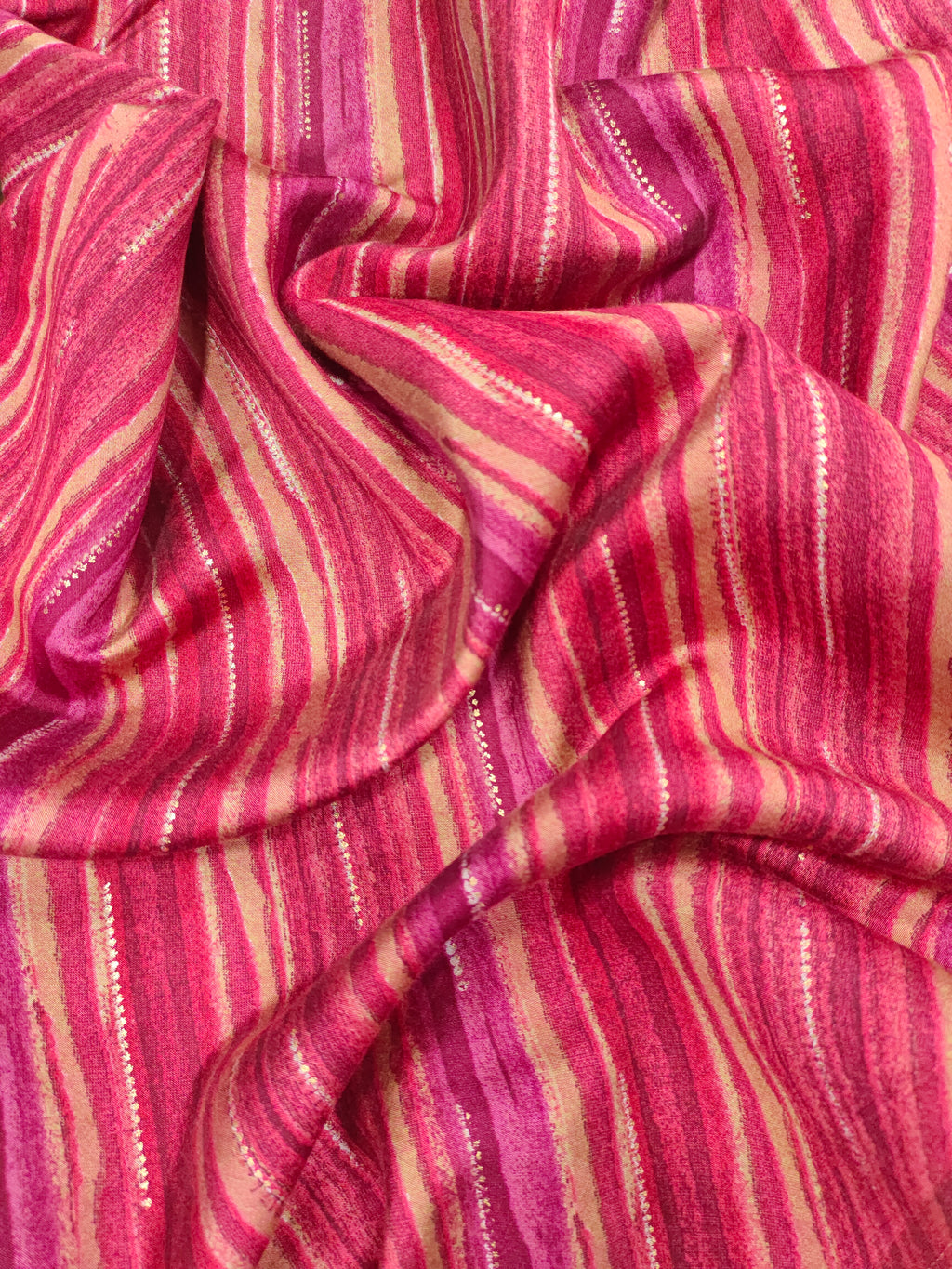 Modal chanderi, gold foil maroon and pink