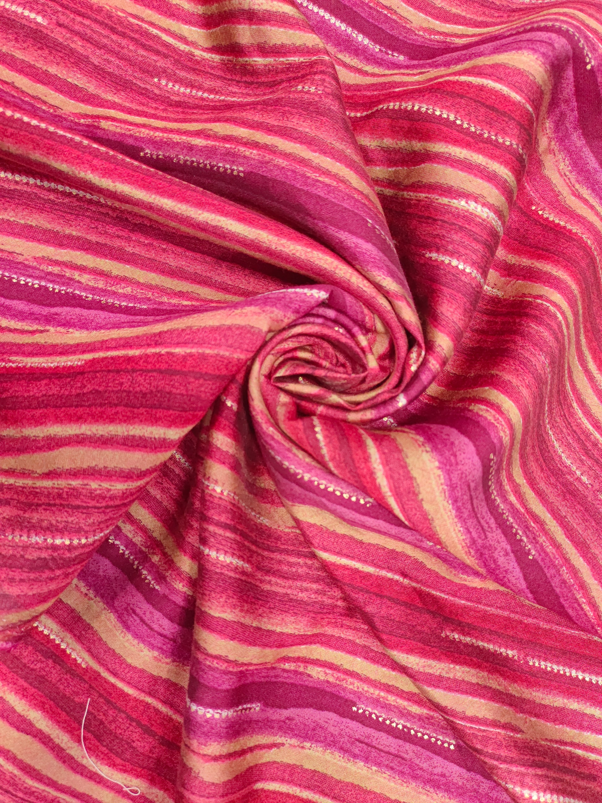 Modal chanderi, gold foil maroon and pink
