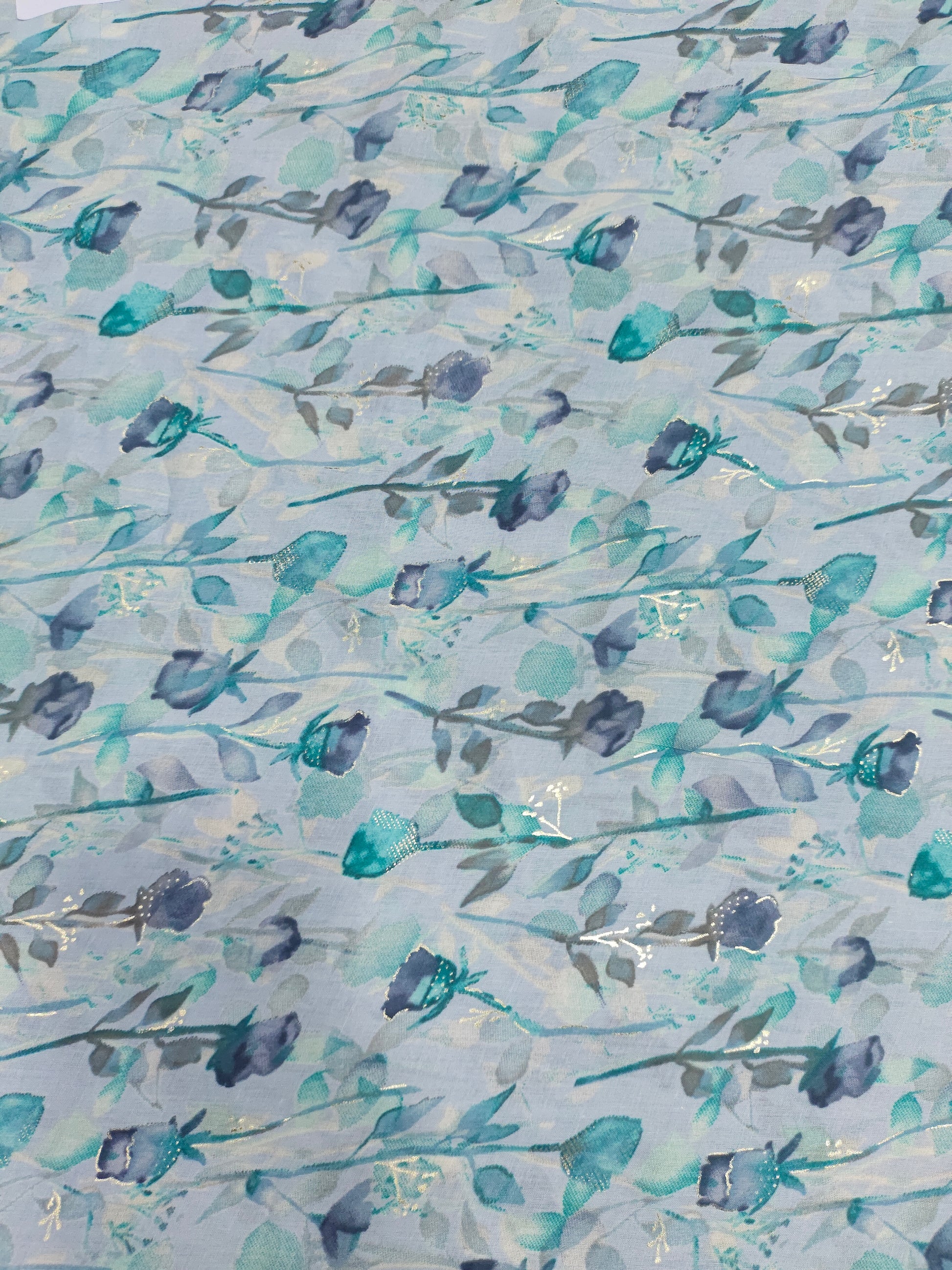 Light Grey with green mull cotton foil