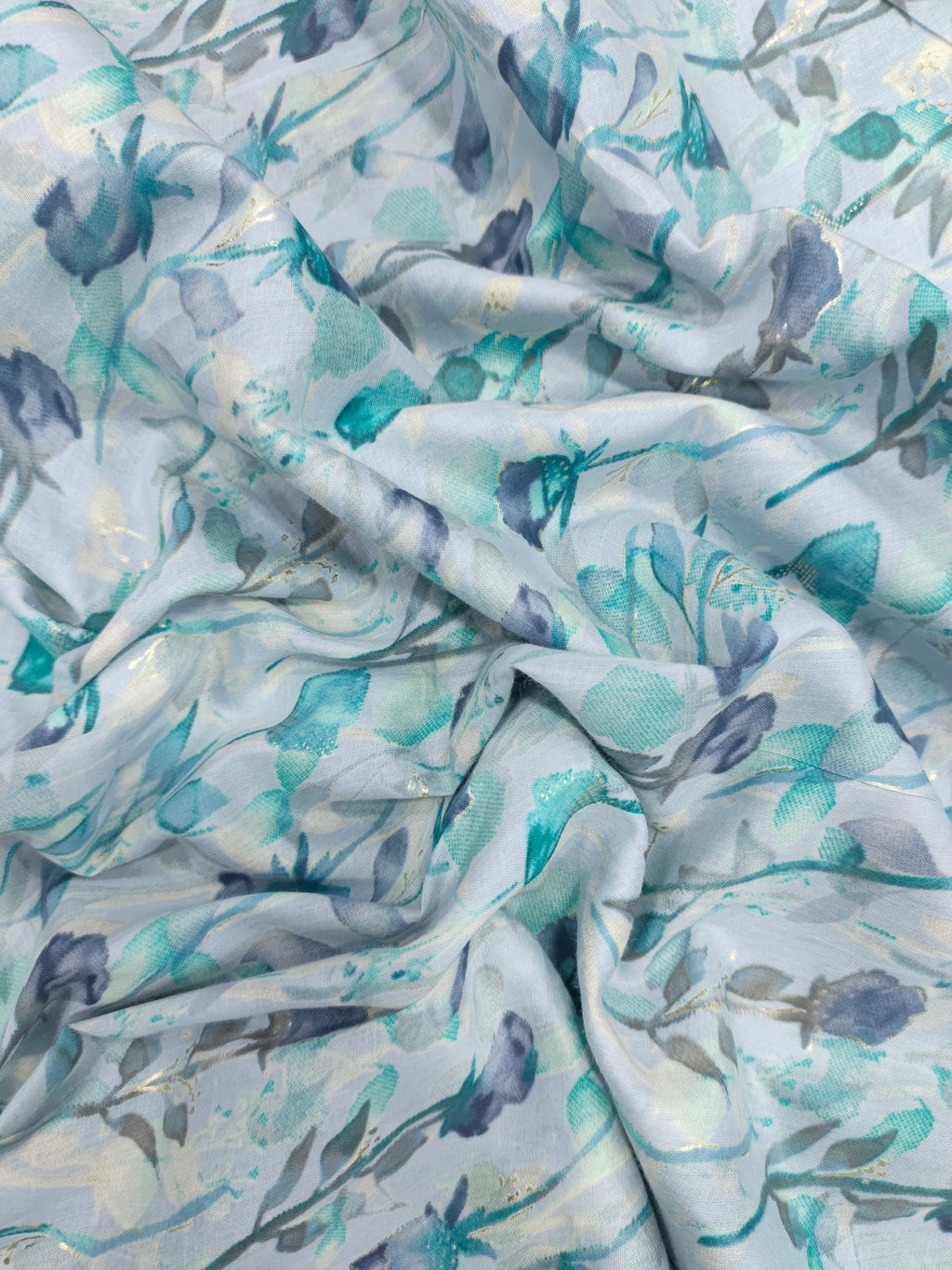 Light Grey with green mull cotton foil