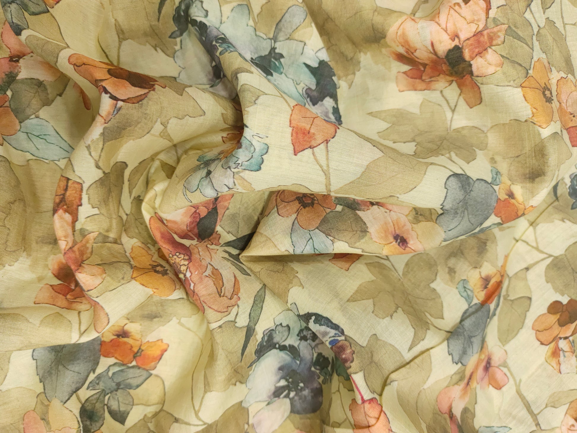 Mull chanderi with digital print