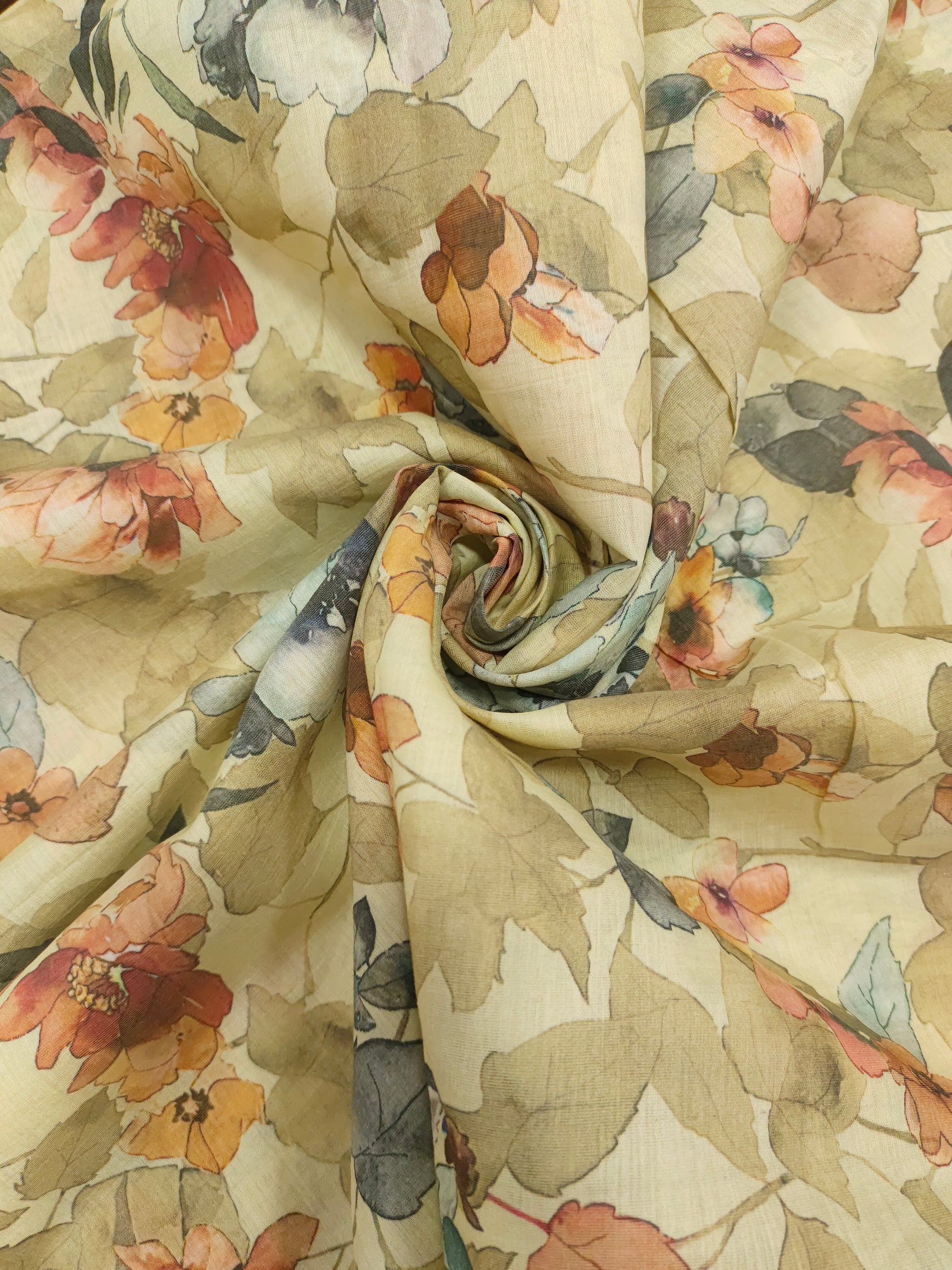 Mull chanderi with digital print