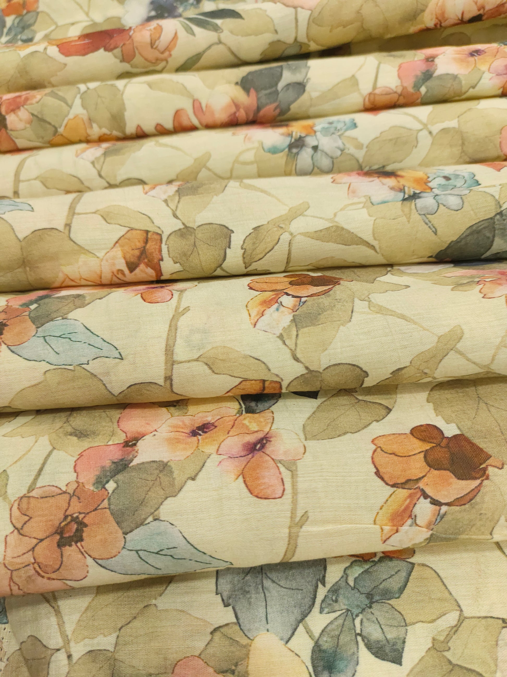 Mull chanderi with digital print