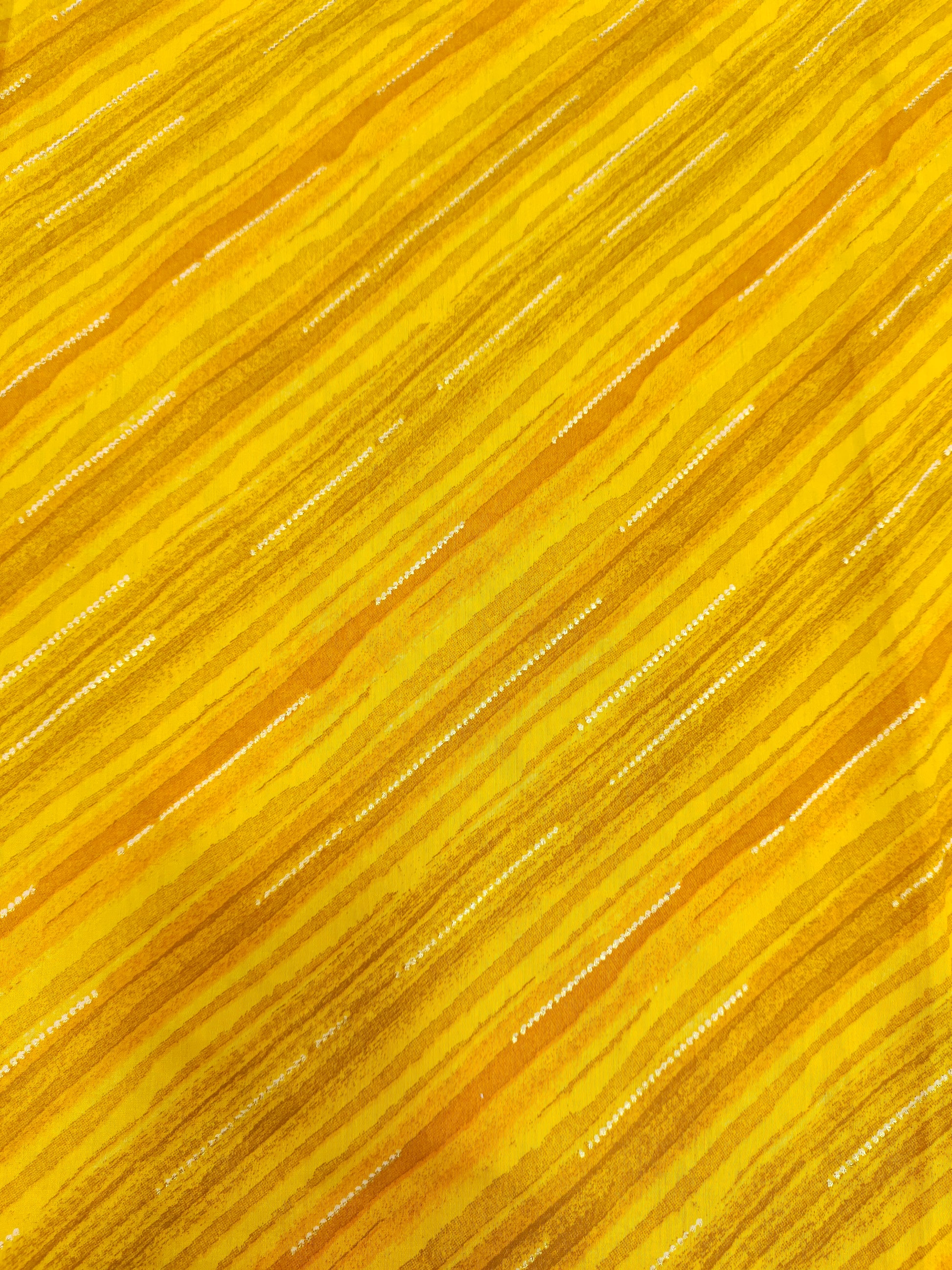 Yellow with mustard modal chanderi Anya foil print