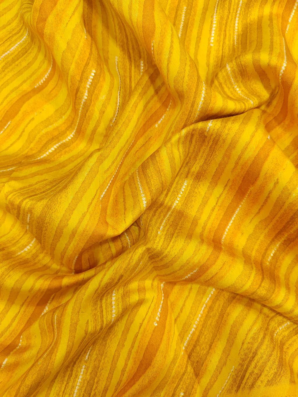 Yellow with mustard modal chanderi Anya foil print
