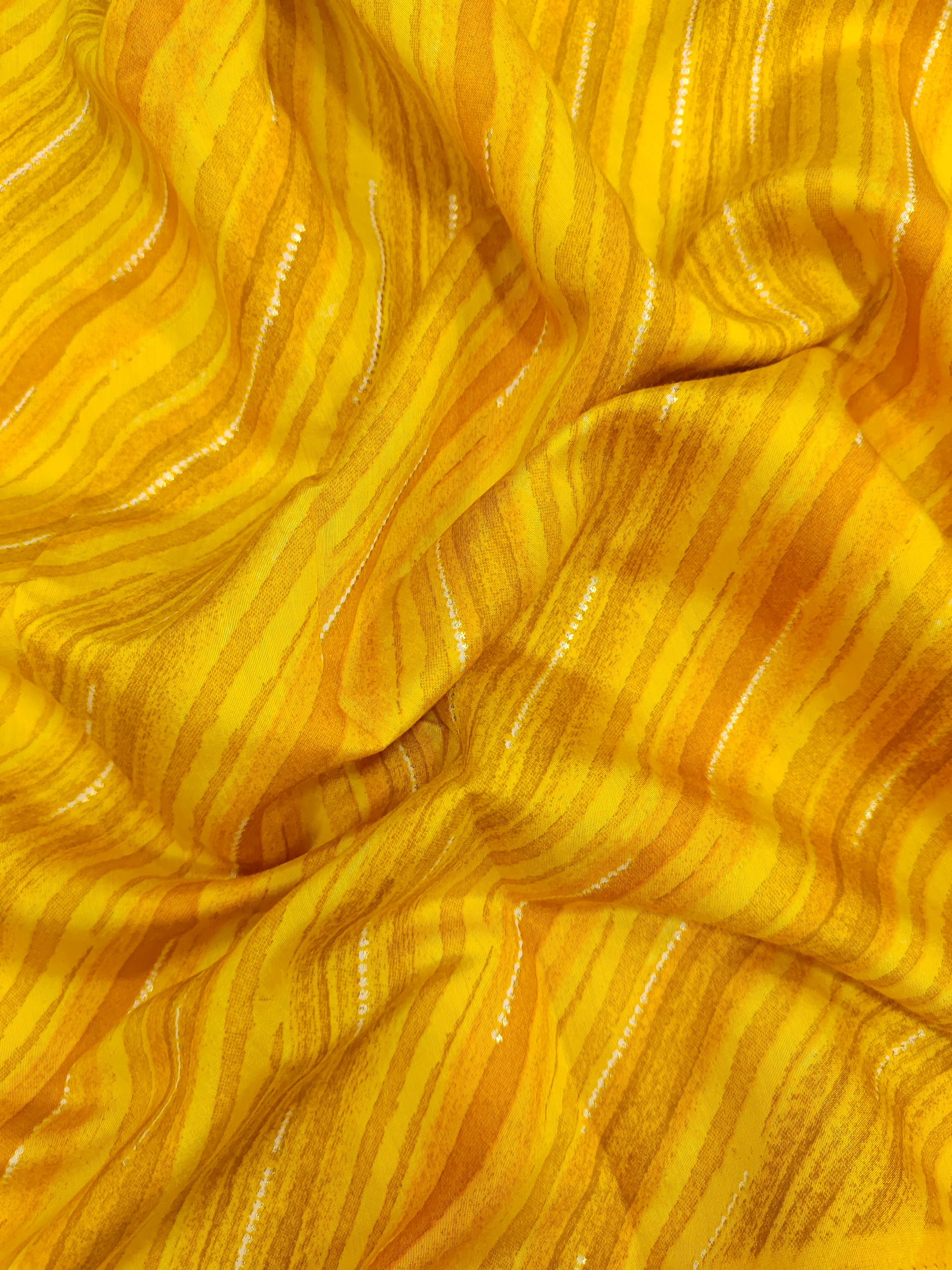 Yellow with mustard modal chanderi Anya foil print