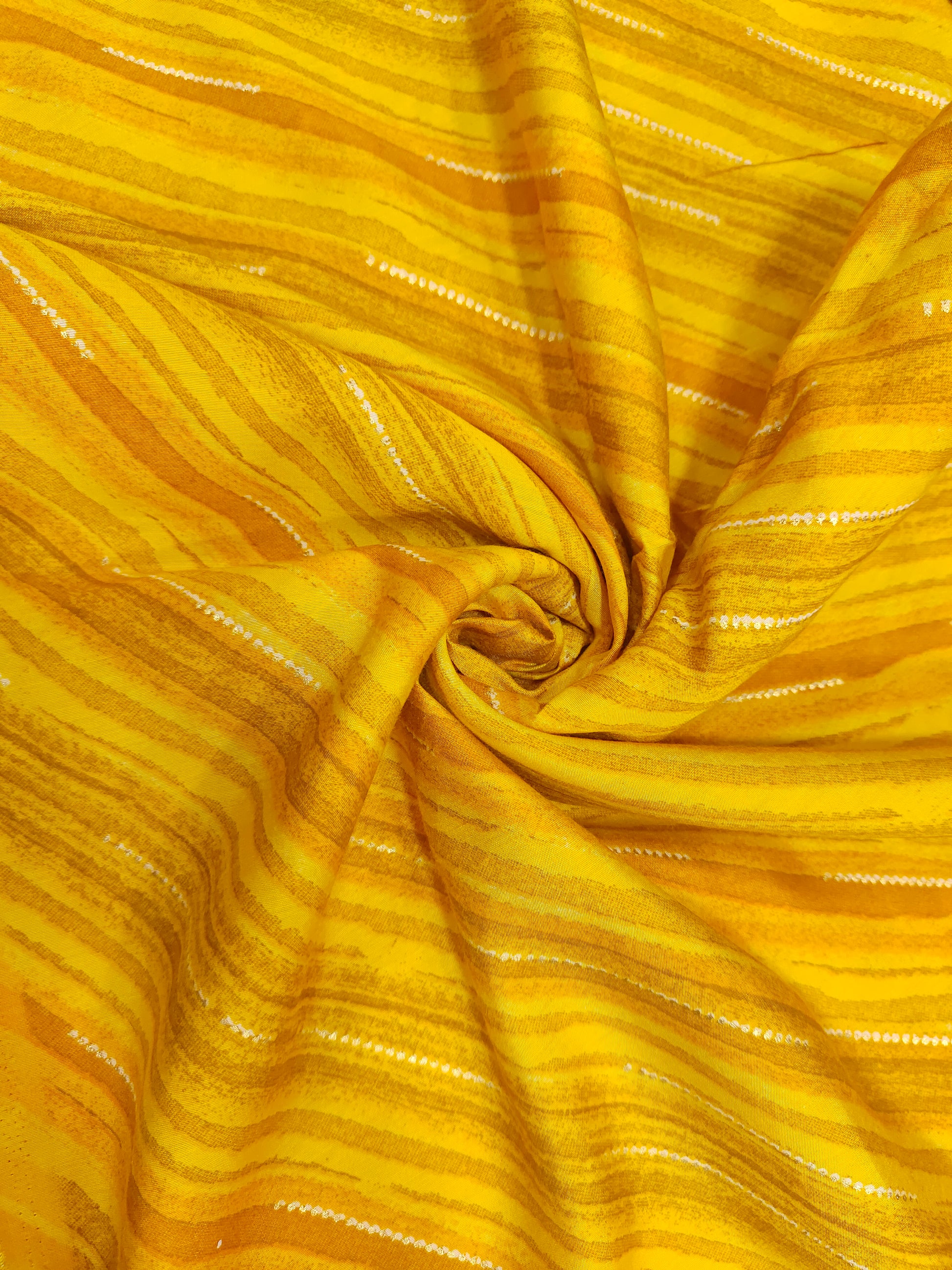 Yellow with mustard modal chanderi Anya foil print
