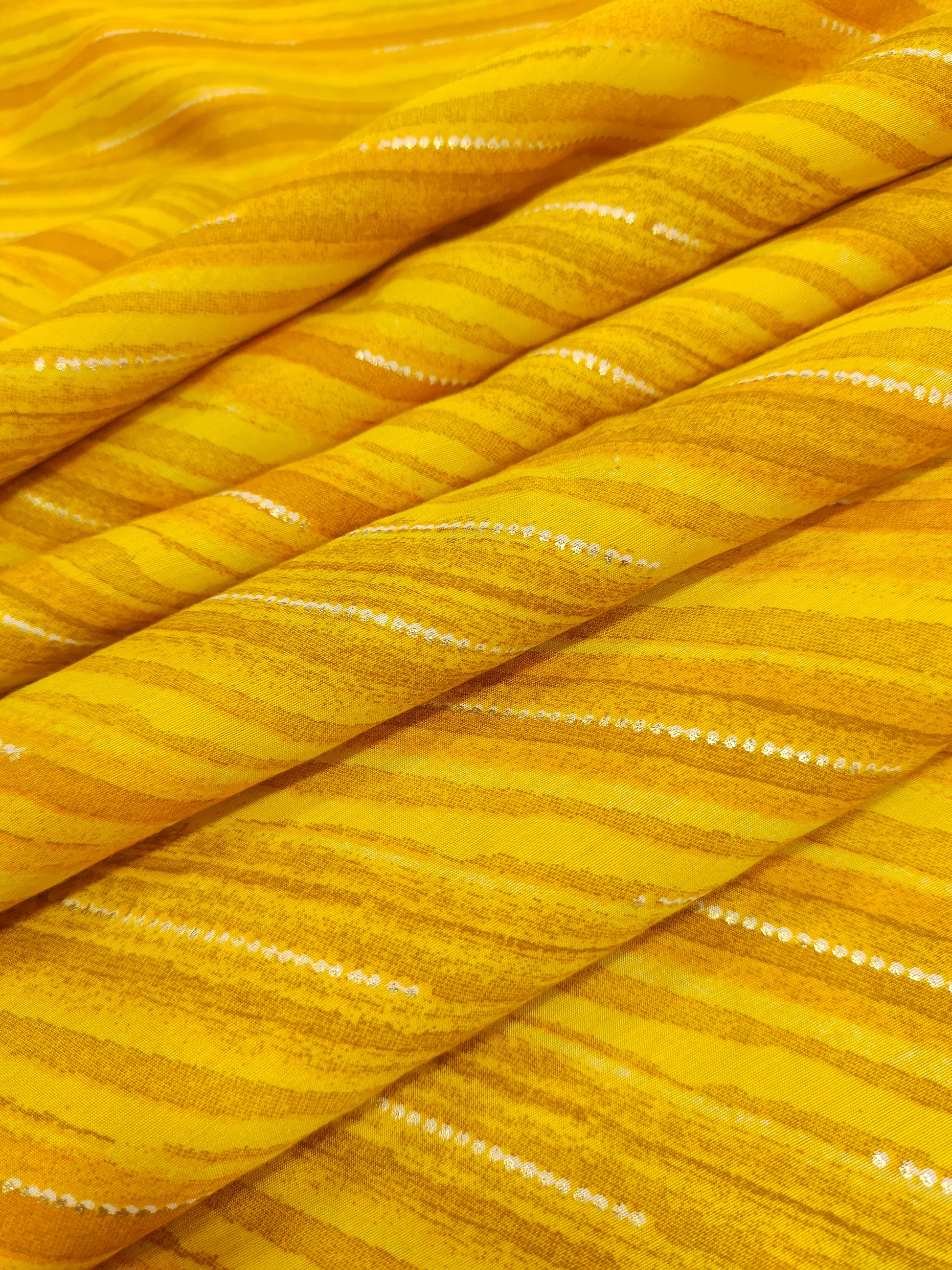 Yellow with mustard modal chanderi Anya foil print