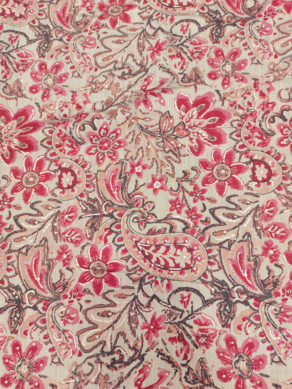 Beige muslin with maroon and gold foil