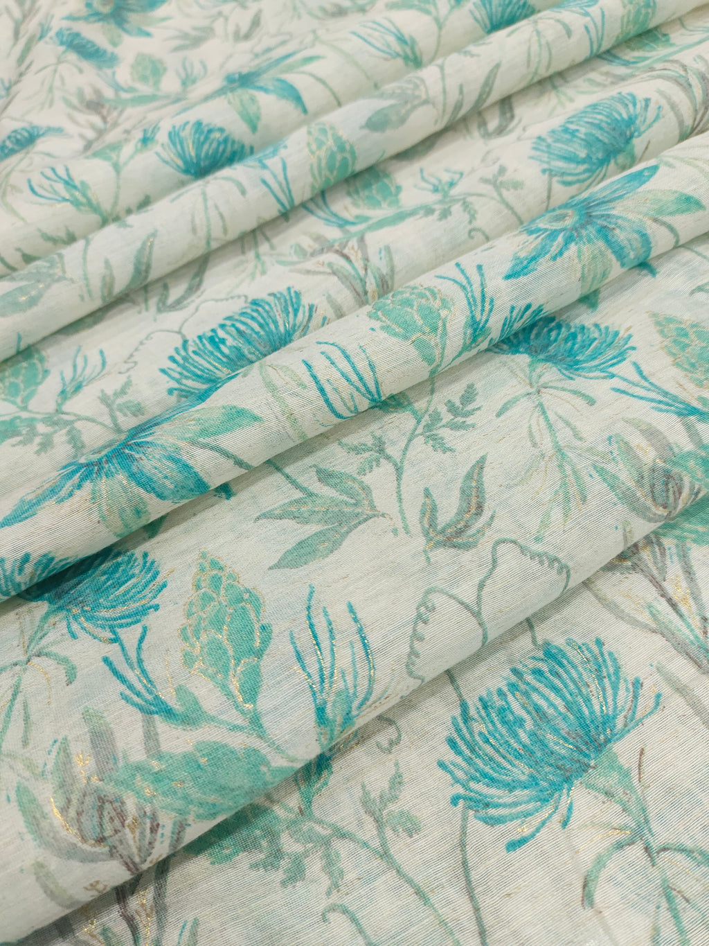 Greenish excel cotton linen print