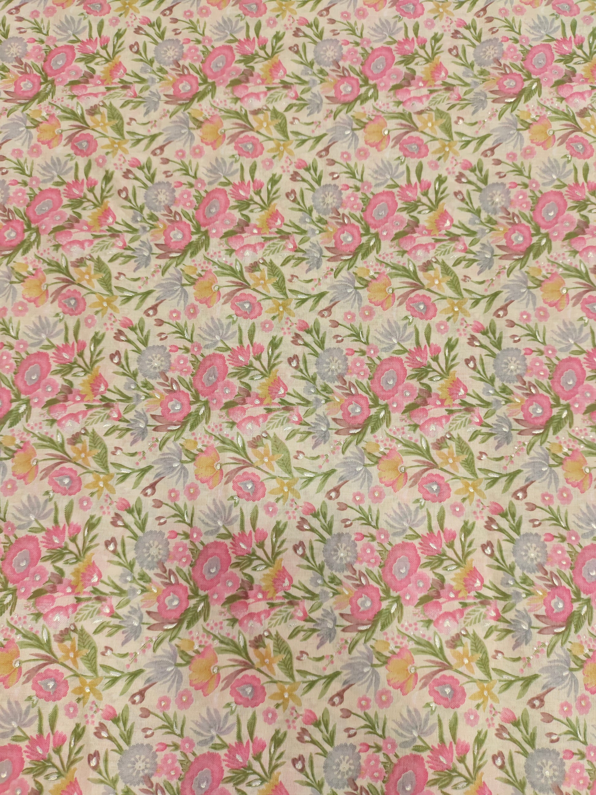 Mull cotton foil with floral print