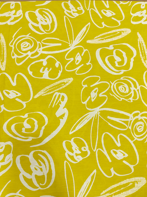 Banana cotton discharge print yellow color