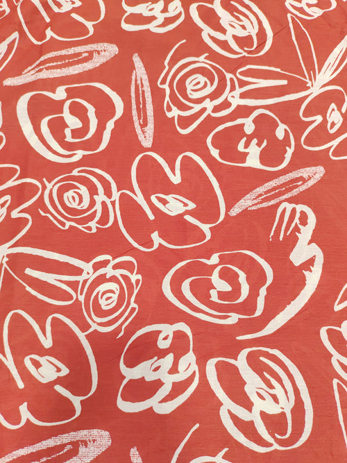 Banana cotton discharge print rust color