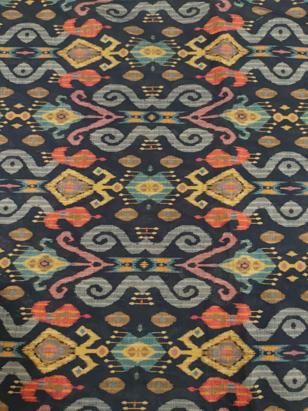 Mull chanderi digital print on black fabric