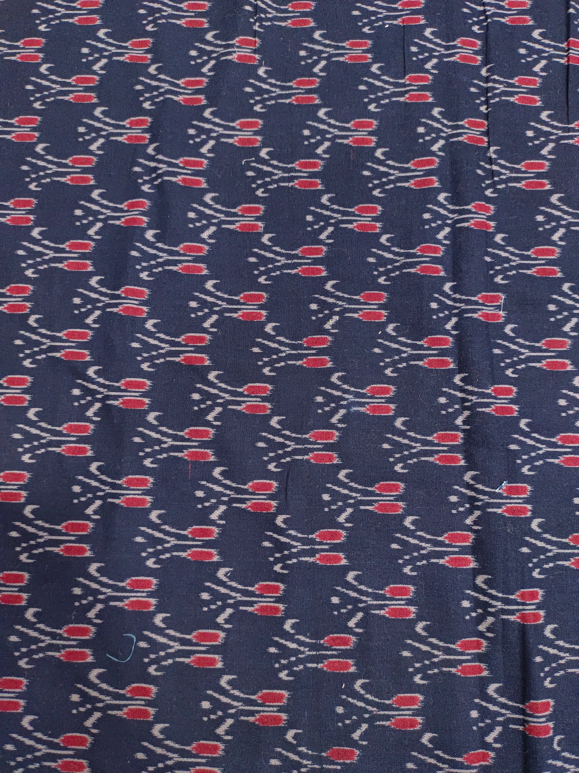 Navy blue cotton ikkat on with red and small border