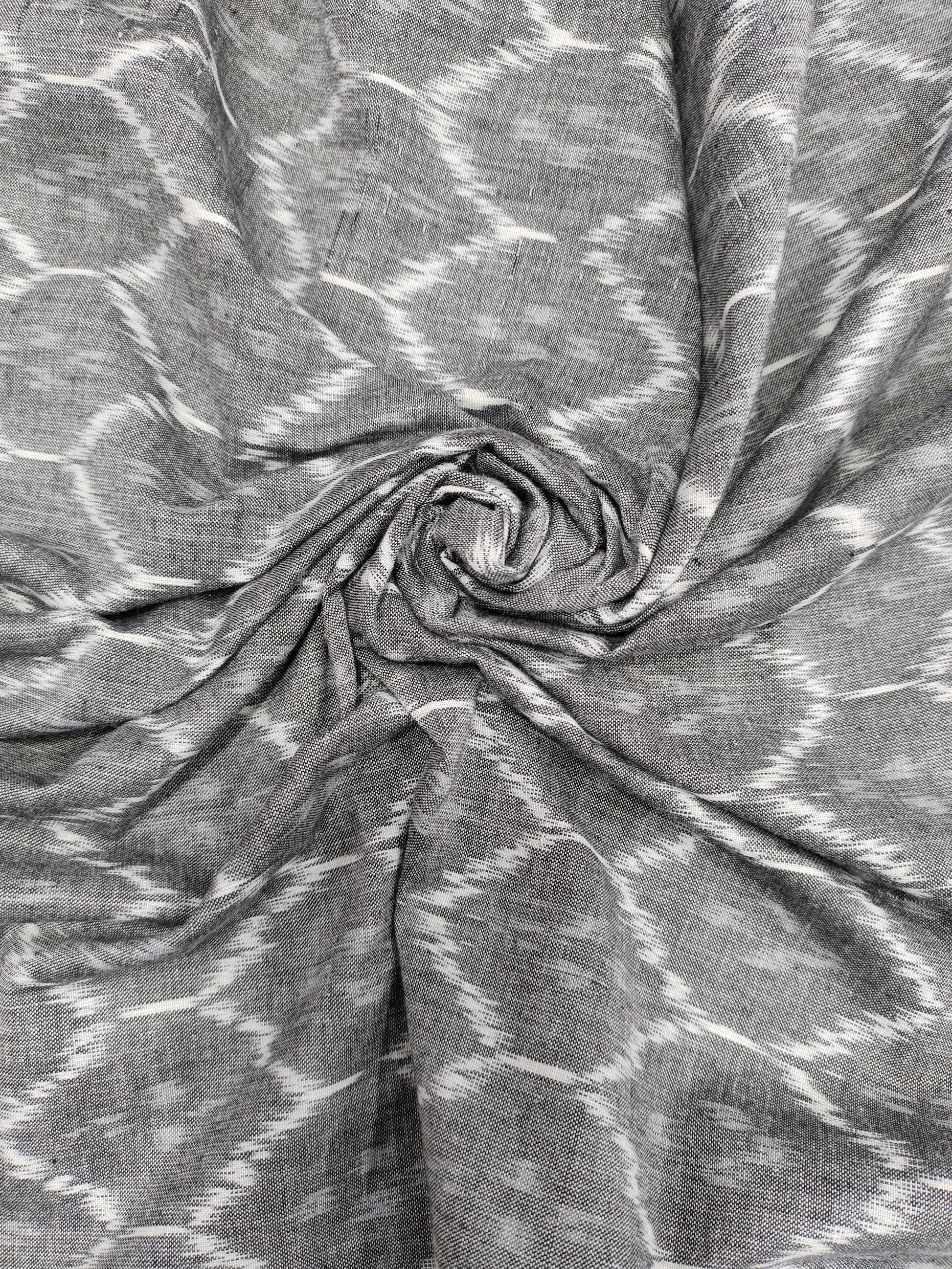 Pure ikkat grey cotton fabric Azo free wash fabric