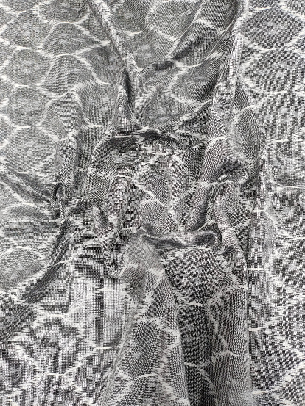 Pure ikkat grey cotton fabric Azo free wash fabric