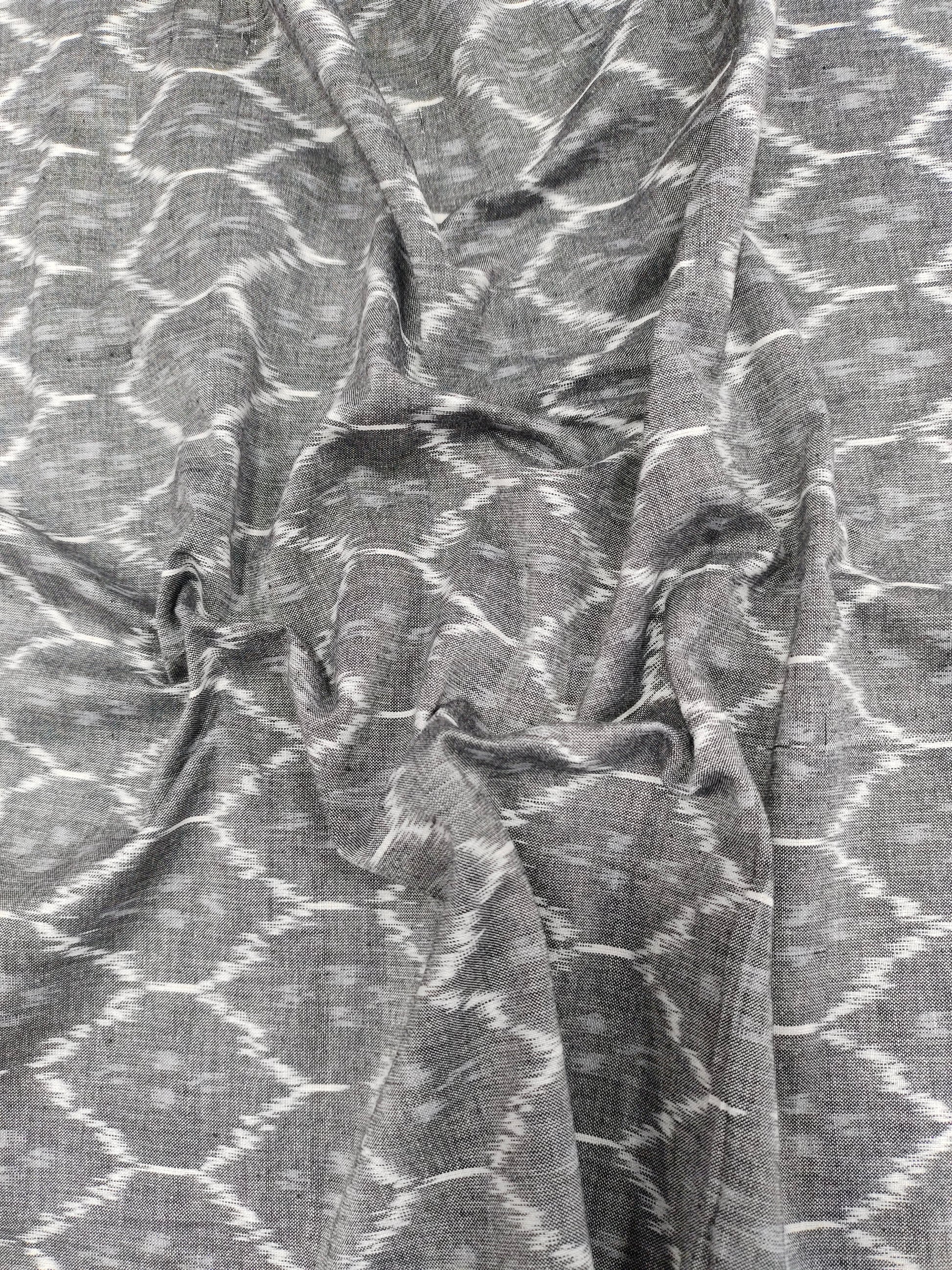 Pure ikkat grey cotton fabric Azo free wash fabric