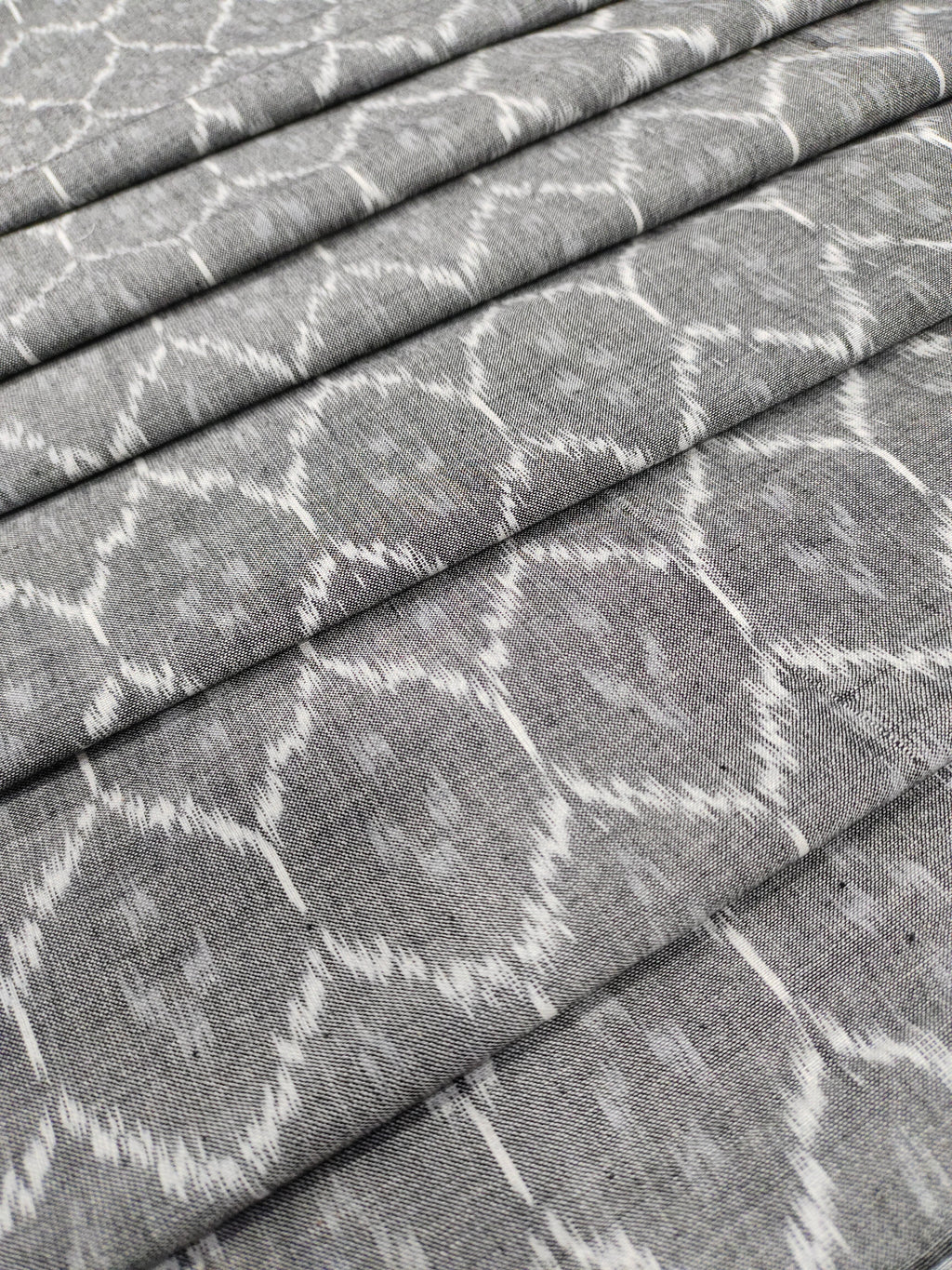 Pure ikkat grey cotton fabric Azo free wash fabric
