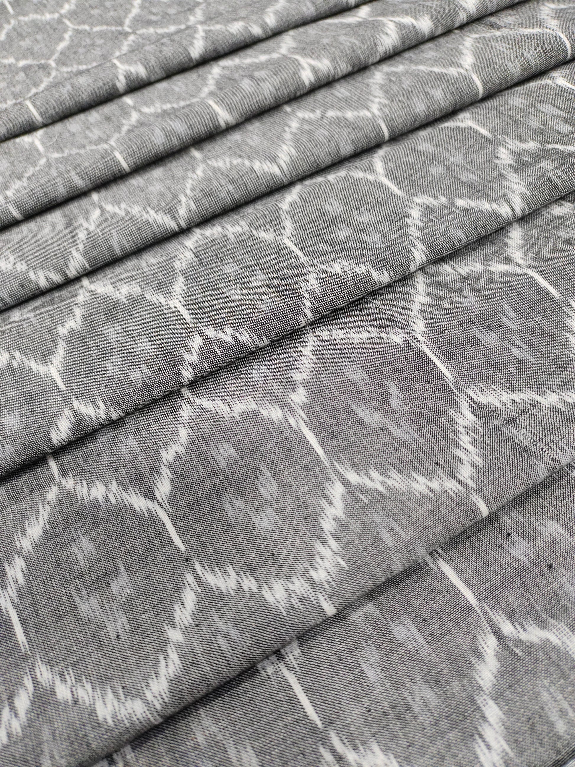 Pure ikkat grey cotton fabric Azo free wash fabric