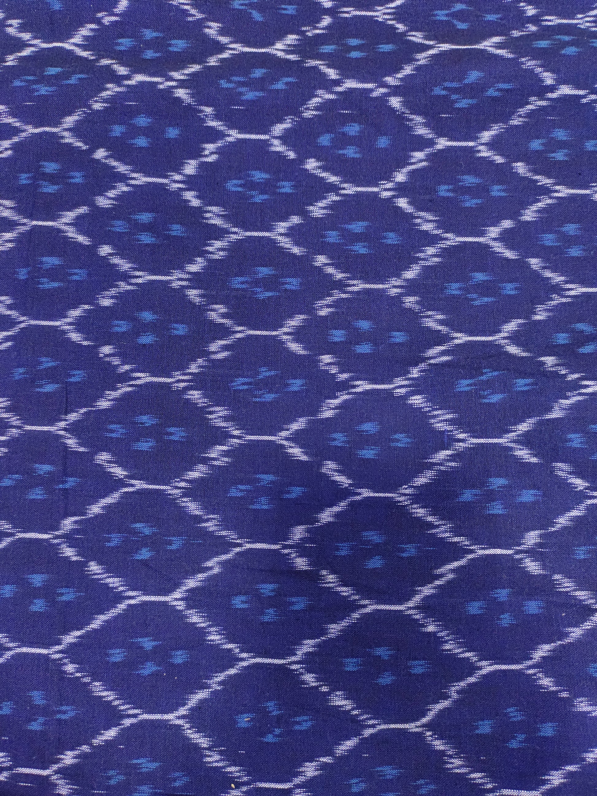 Pure ikkat navy blue cotton fabric Azo free wash fabric