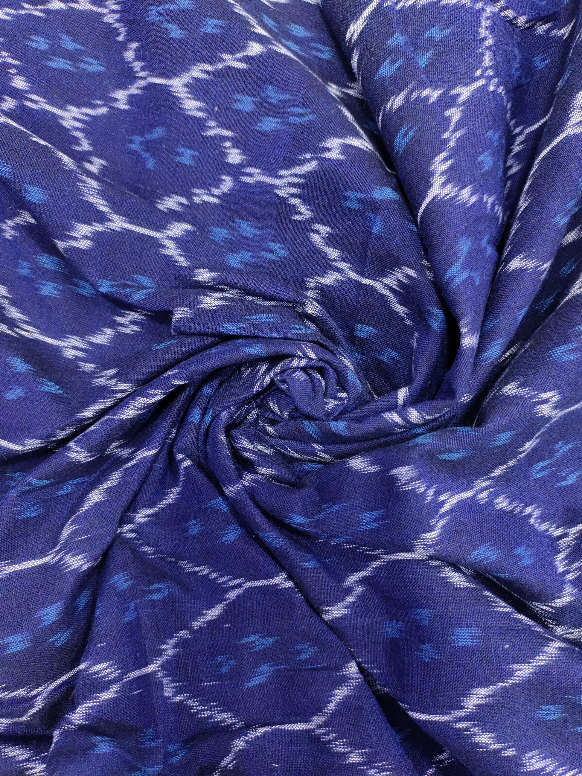 Pure ikkat navy blue cotton fabric Azo free wash fabric